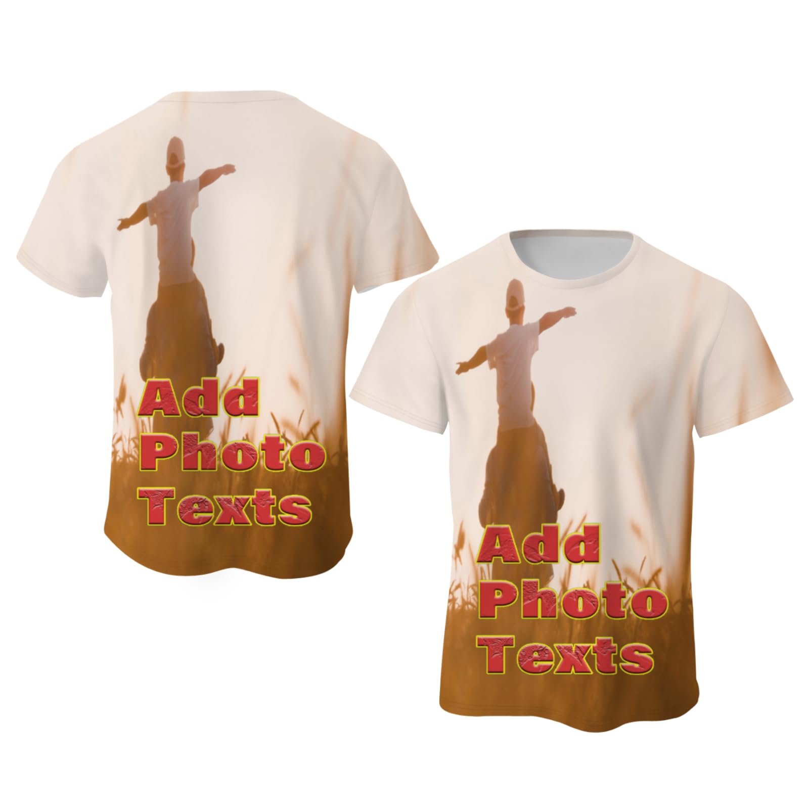 Custom Personalized Photo & Text All Over Printed T-Shirts for Men & Women | Summer Cool Graphic Tees for Casual Wear, Gifts & Events