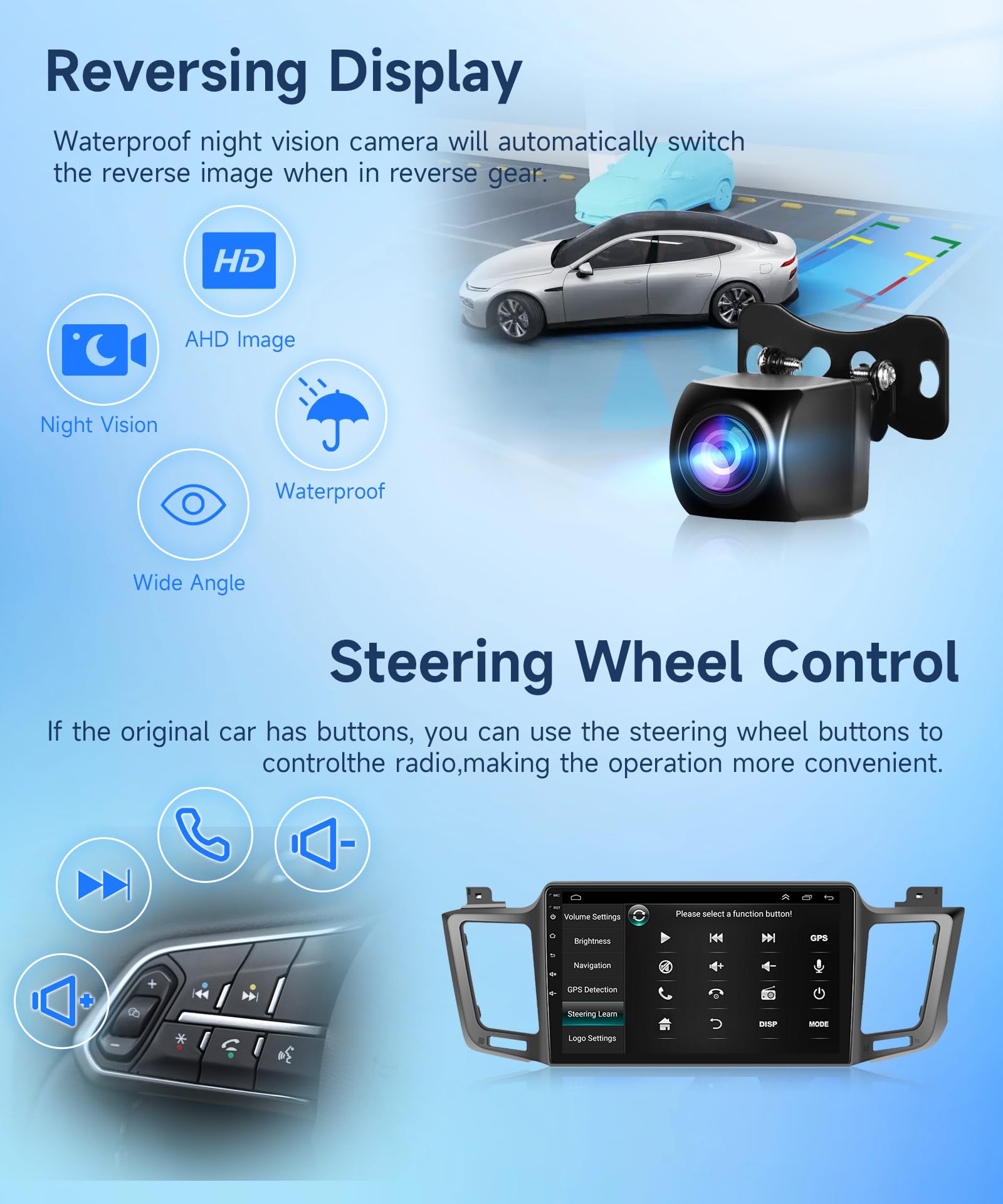 10.1 Inch Android Car Stereo for Toyota RAV4 2013-2019 - Wireless Apple CarPlay & Android Auto, GPS Navigation, Bluetooth, WiFi, FM Radio, HD Backup Camera - Perfect for Commuting, Road Trips & Hands-Free Driving