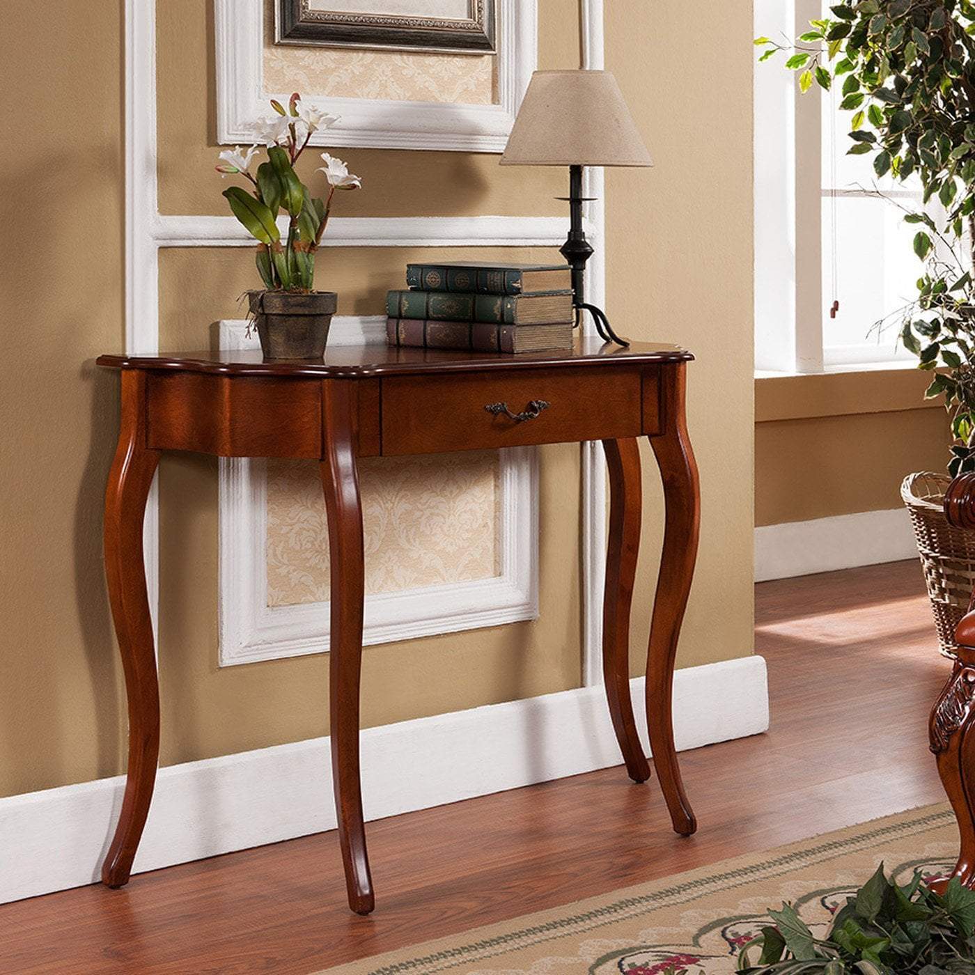 Handmade Cedar Wood Curved Console Table - Rustic Entryway Furniture for Hallway, Living Room & Foyer Decor