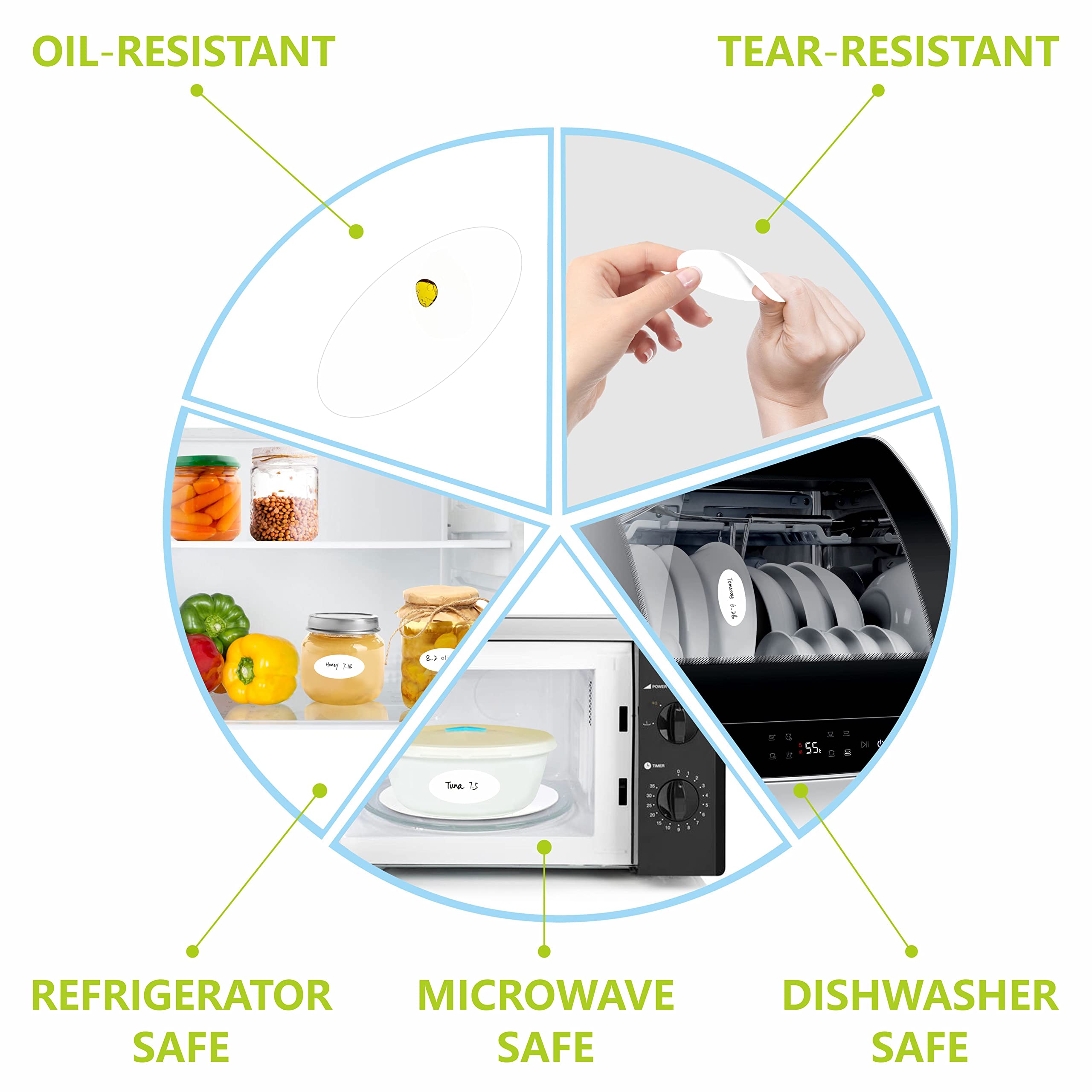 500 Removable Freezer & Pantry Labels - Waterproof, Tear-Resistant, No Residue Stickers for Food Containers, Jars & Kitchen Organization - Perfect for Restaurant Storage, Meal Prep & Home Organization