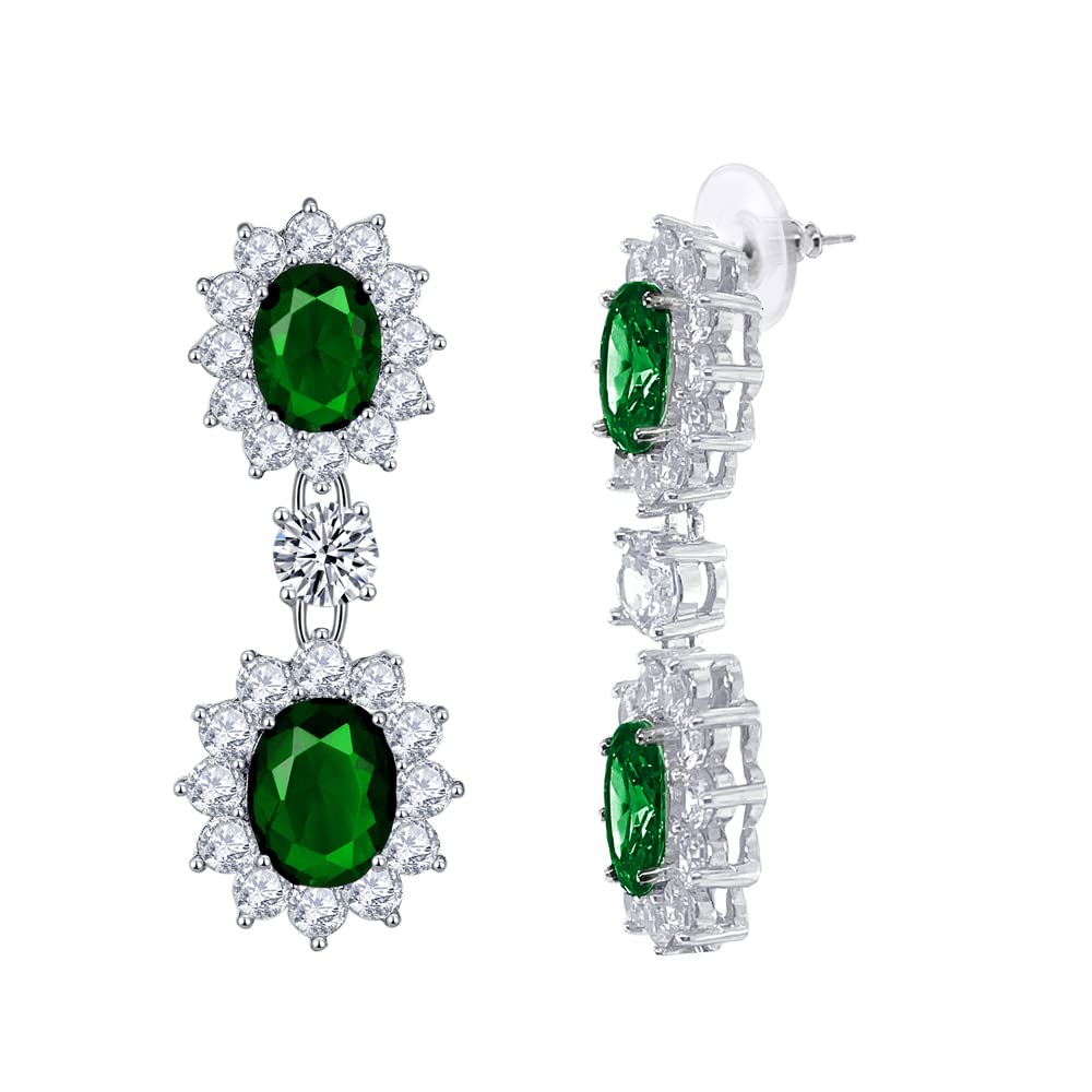 LAVINA Royal CZ Dangle Earrings - Princess Diana Style Elegant Jewelry | Sparkling Cubic Zirconia Earrings for Women | Perfect for Weddings, Prom, Birthday Gifts & Special Occasions | Luxury Fashion Accessories for Evening Parties & Formal Events
