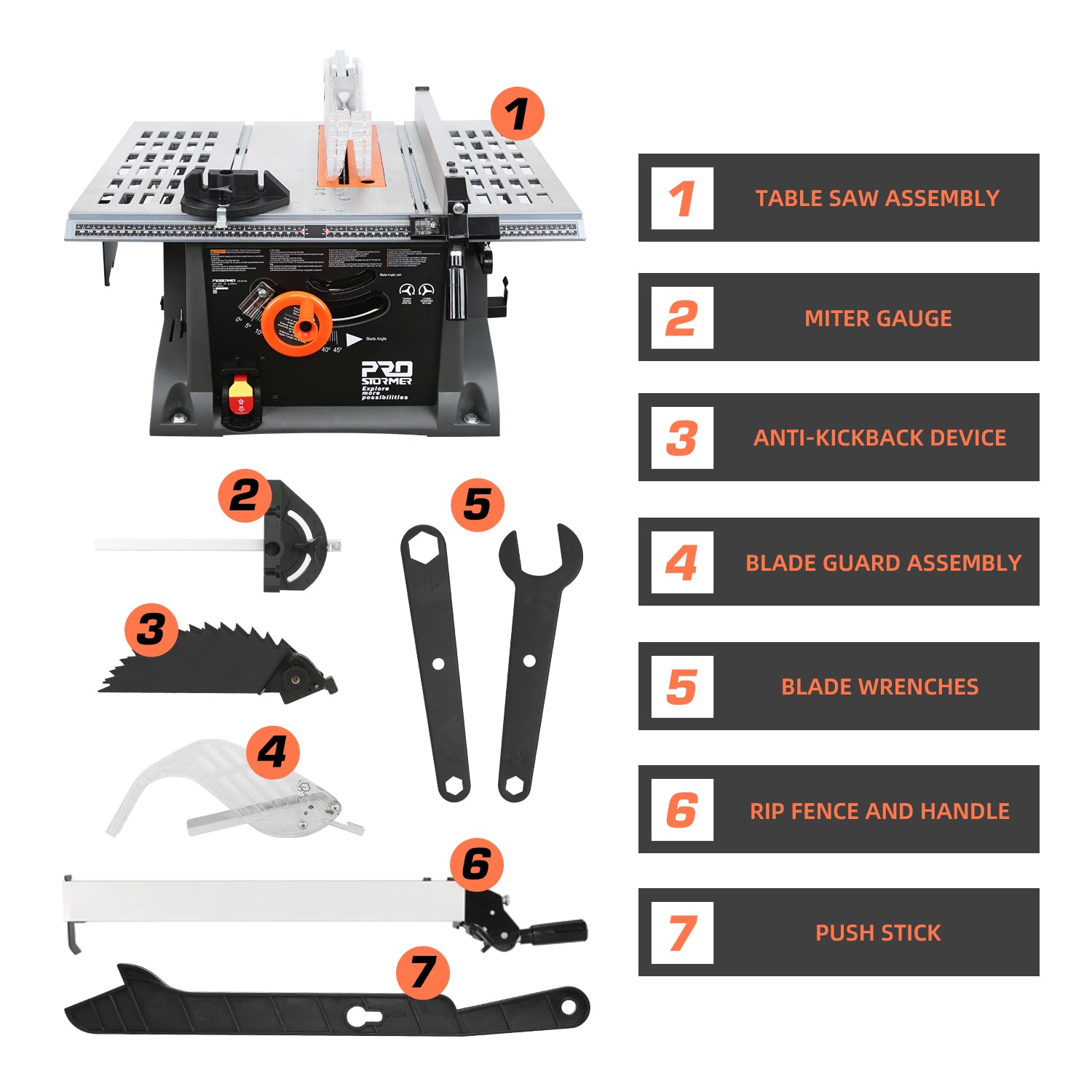 Prostormer 10 Inch 15A Table Saw - Powerful Multifunctional Woodworking Tool for DIY Projects, Carpentry & Home Improvement
