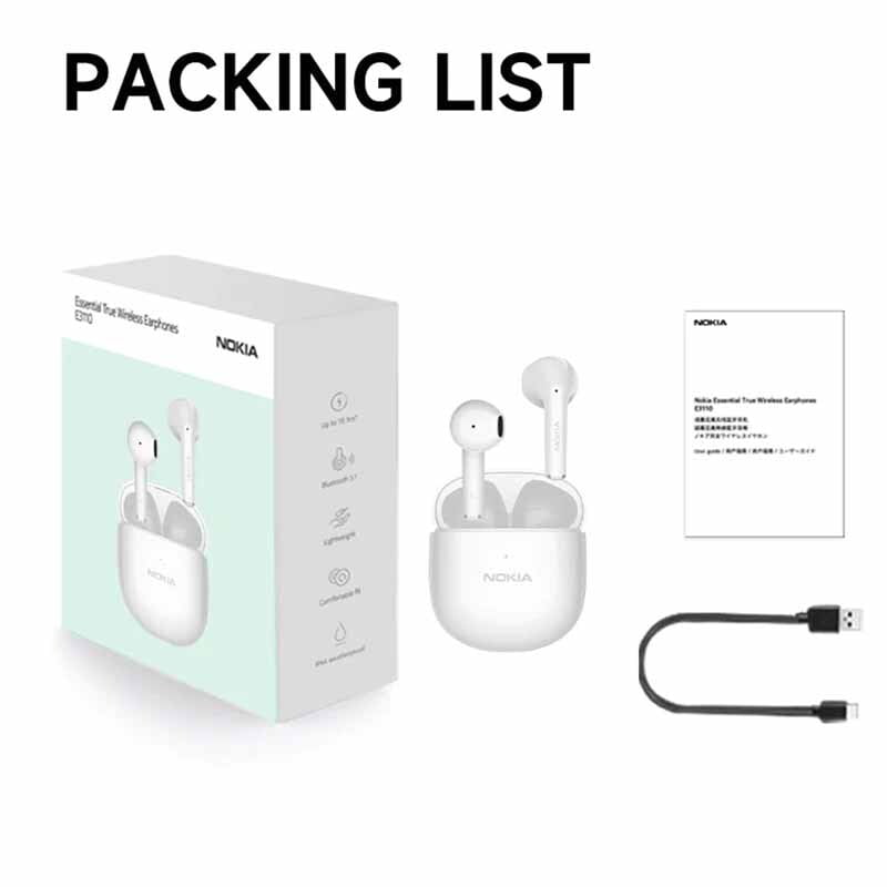 Nokia E3110 Wireless Bluetooth Earphones - Comfortable & Noise Cancelling for Gym, Running & Travel