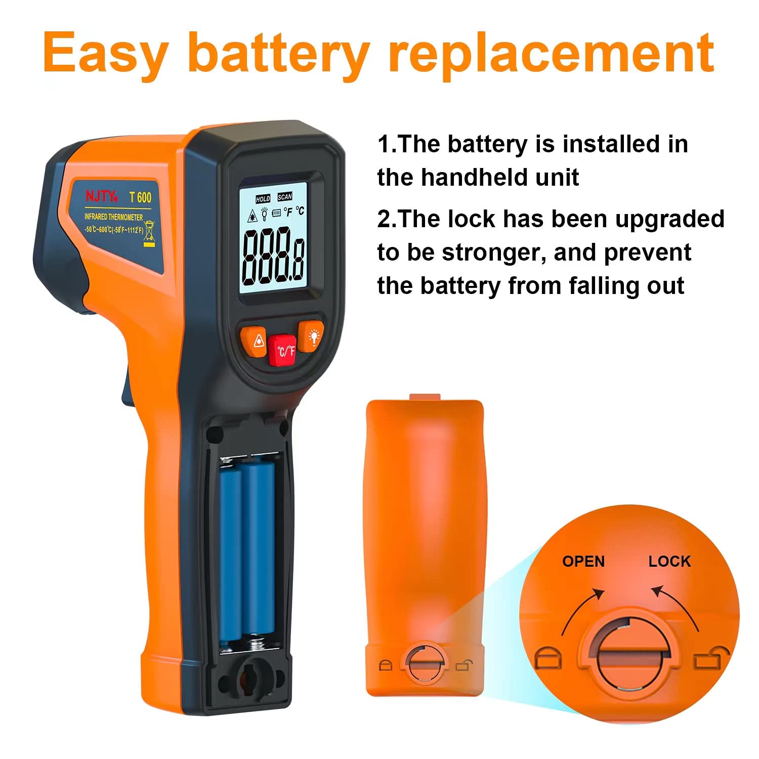 2023 Upgraded Non-Contact Digital Infrared Thermometer Gun -58°F to 1112°F (-50°C to 600°C) for Industrial Use, Kitchen Cooking, Automotive Repair & HVAC Maintenance | Perfect for Food Safety Checks, Engine Diagnostics and Home Temperature Monitoring