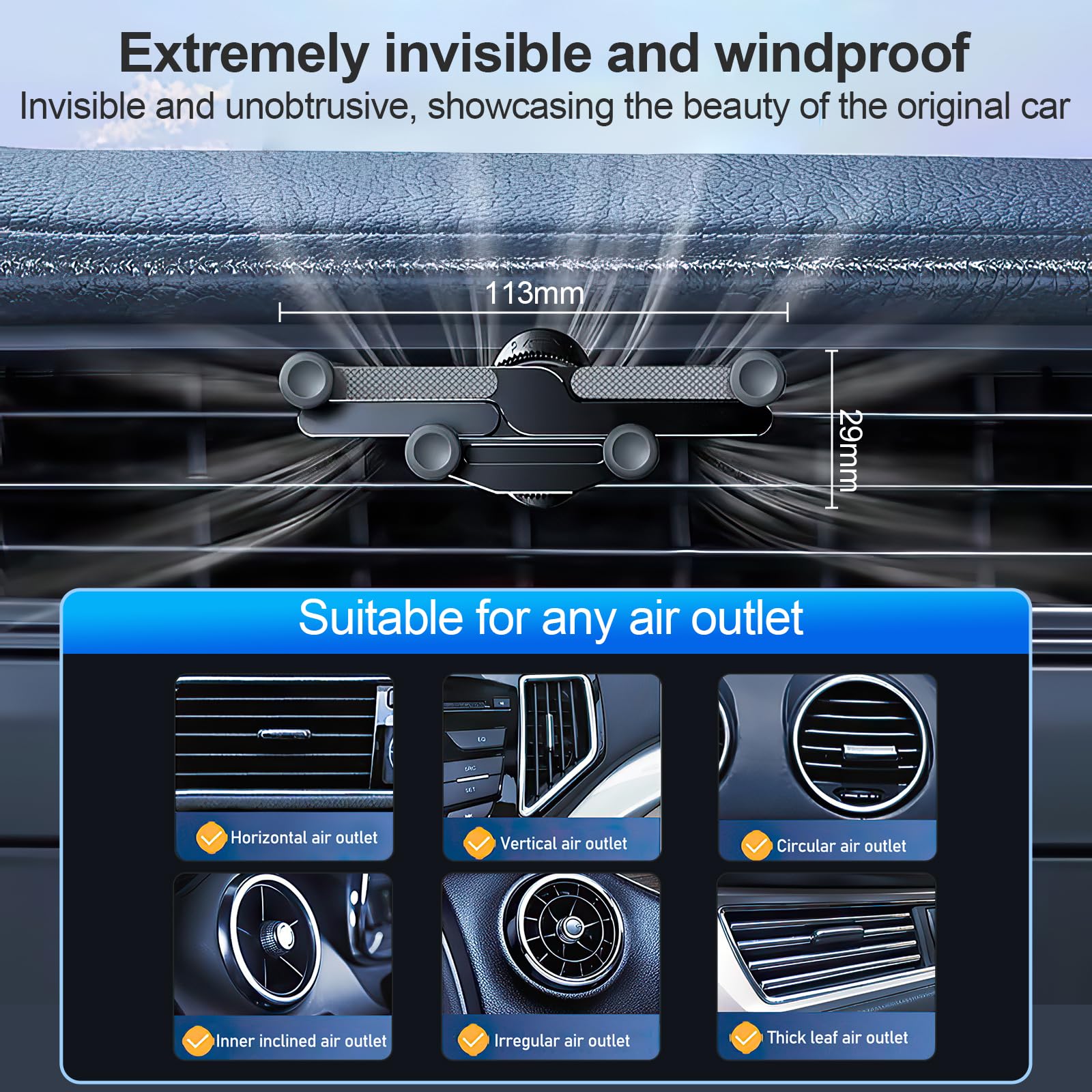 Rednow 360° Rotatable Car Vent Phone Mount - Universal Anti-Shake Air Vent Phone Holder for iPhone, Samsung & Smartphones - Black | Perfect for GPS Navigation, Hands-Free Calls & Safe Driving