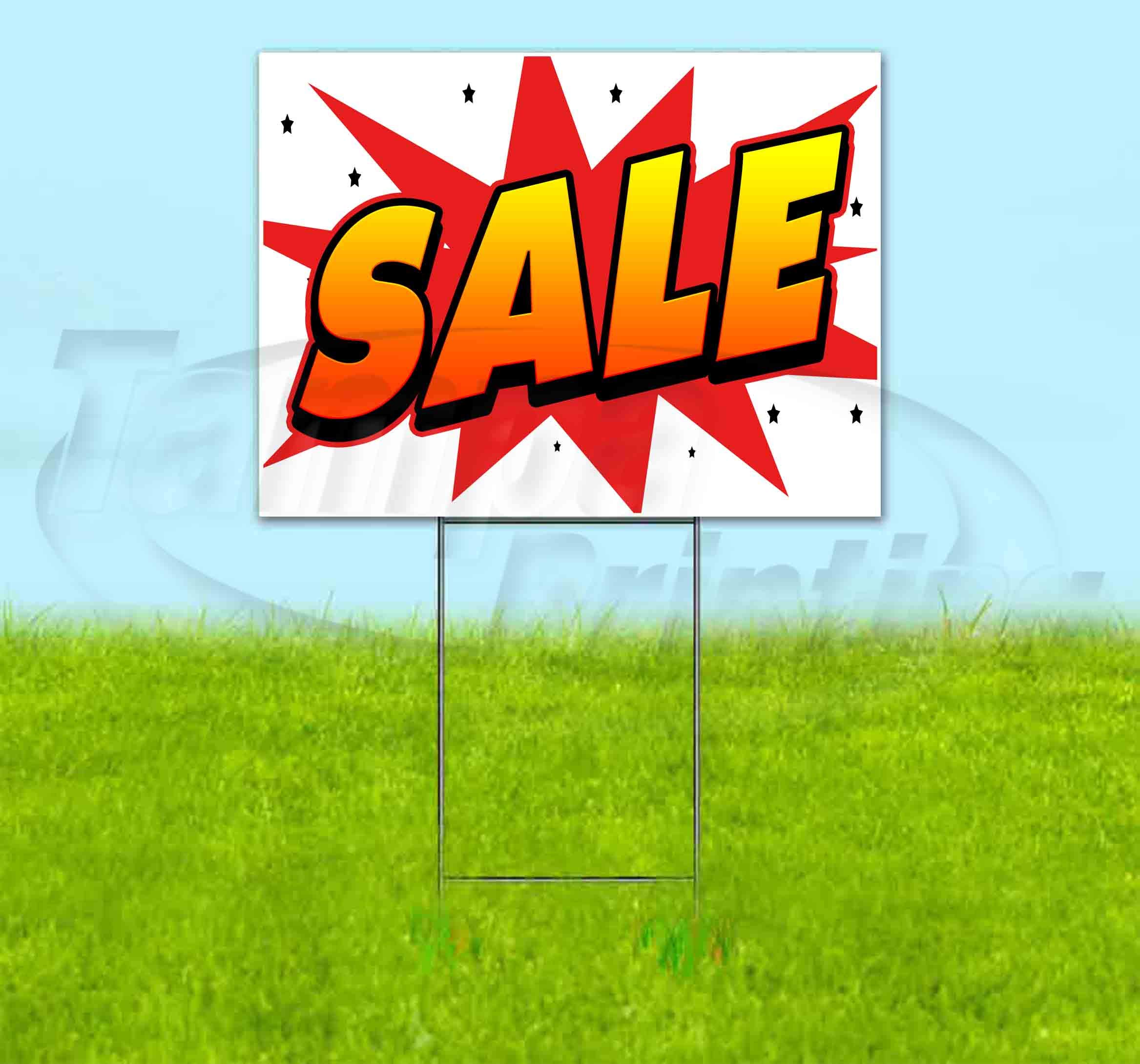 WBG Sale 18x24 Inch Yard Sign with Metal Step Stake - Bulk Discounts & Multi-Packs Available - Perfect for Real Estate, Garage Sales & Political Campaigns
