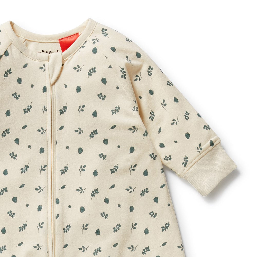 Twilight Leaf Organic Cotton Long Sleeve Baby Sleeping Bag 1.0 TOG - Soft & Breathable for Safe Infant Sleep, Nursery & Bedtime Comfort