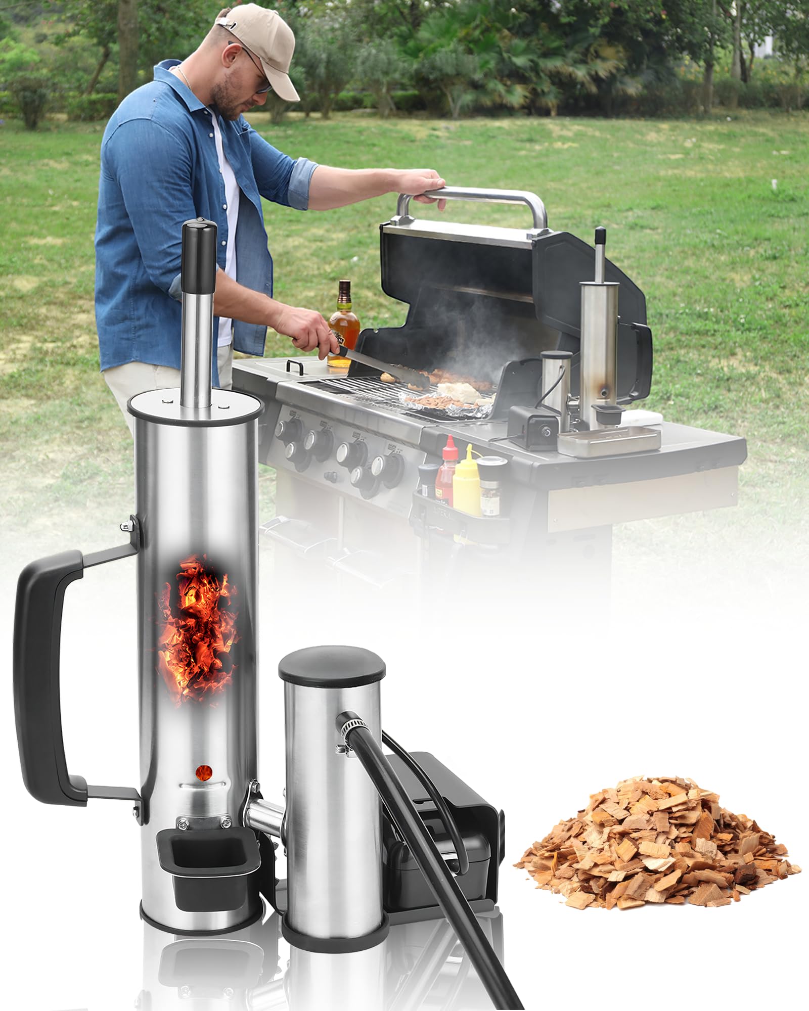 Premium Smoke Generator for Cheese & Meat - Cold & Hot Smoking Tube for Pellet Smokers, Grills & Blackstone Griddles - Portable Outdoor Smoker Box with Air Pump - Perfect for Camping, Backyard BBQs & Tailgating Parties