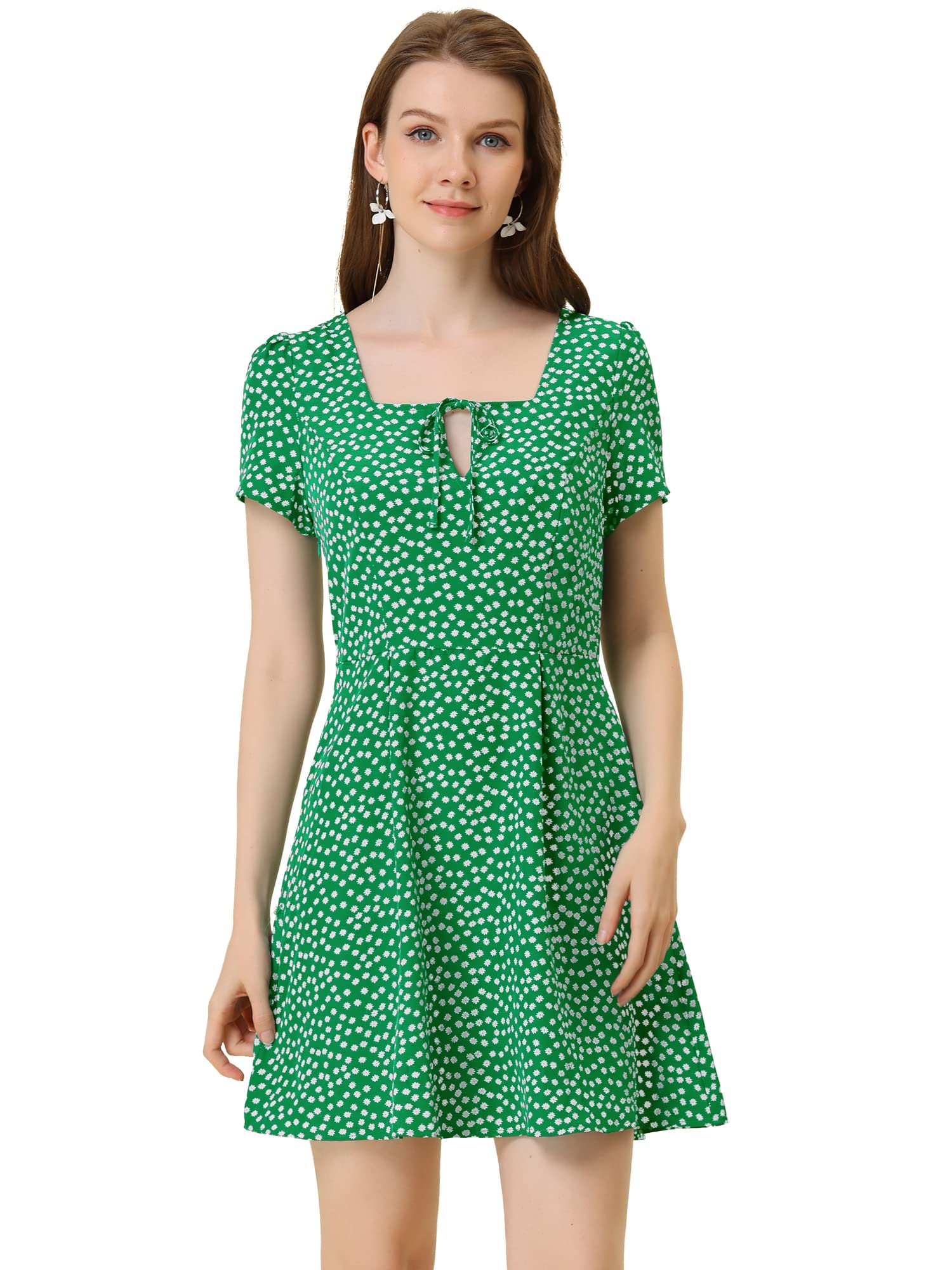 Allegra K Women's Casual Dress - Flowy Summer Midi Dress with Short Sleeves | Perfect for Beach Vacations, Date Nights & Office Wear