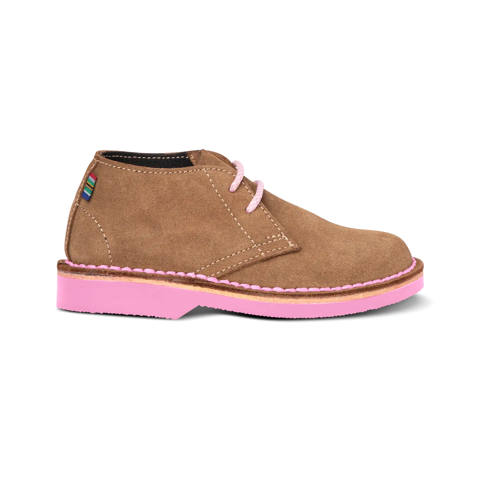 Veldskoen Kids Harper the Hippo Shoes - Pink Sole | Comfortable & Durable Leather Sneakers for Boys & Girls | Perfect for School, Play & Outdoor Activities