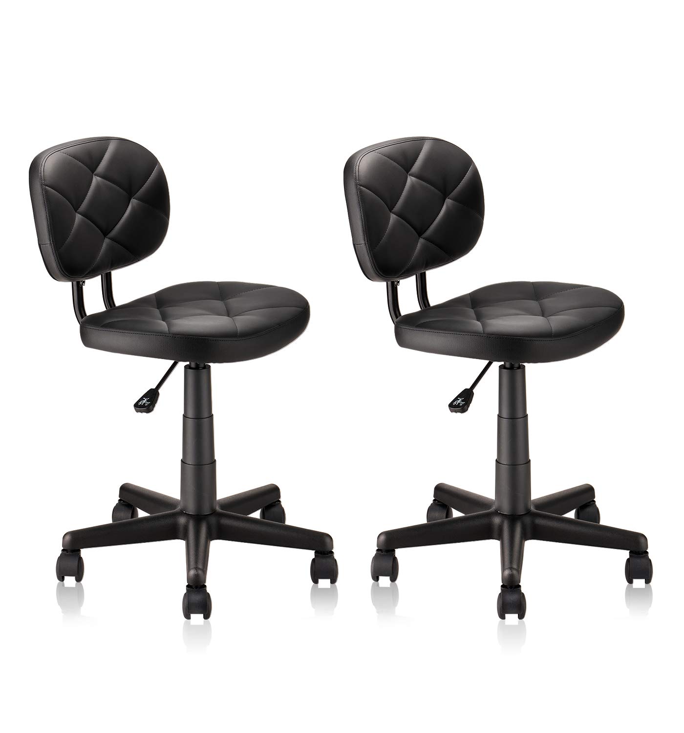 Adjustable Height Rolling Stool Chair with PU Leather Backrest - Ergonomic Office Chair for Standing Desk, Computer Work & Home Use - Set of 2 (Ideal for Small Spaces, Salon, Kitchen & Workspaces)