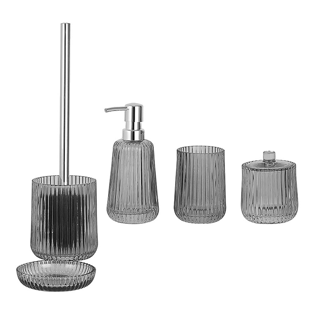 Cabilock 5Pcs Bathroom Organizer Set - Toothbrush Holder, Soap Dish & Lotion Dispenser for Shower, Sink Countertop - Modern Acrylic Bathroom Storage for Home Decor (Ideal for Small Spaces & Apartment Living)