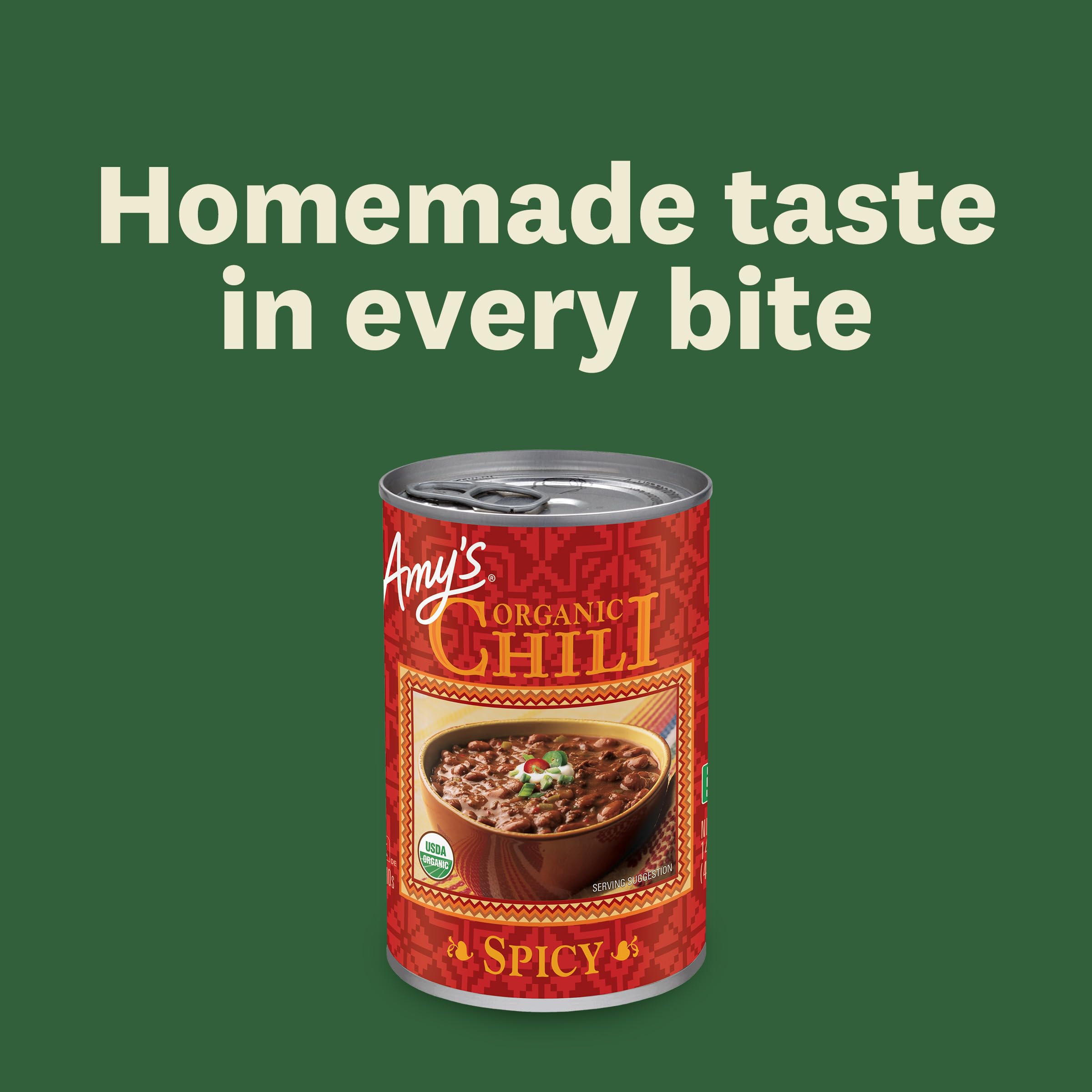 Amy's Organic Vegan Spicy Chili with Red Beans & Tofu - Gluten Free, 14.7 Oz (12 Pack) - Perfect for Camping, Quick Meals & Healthy Plant-Based Diets