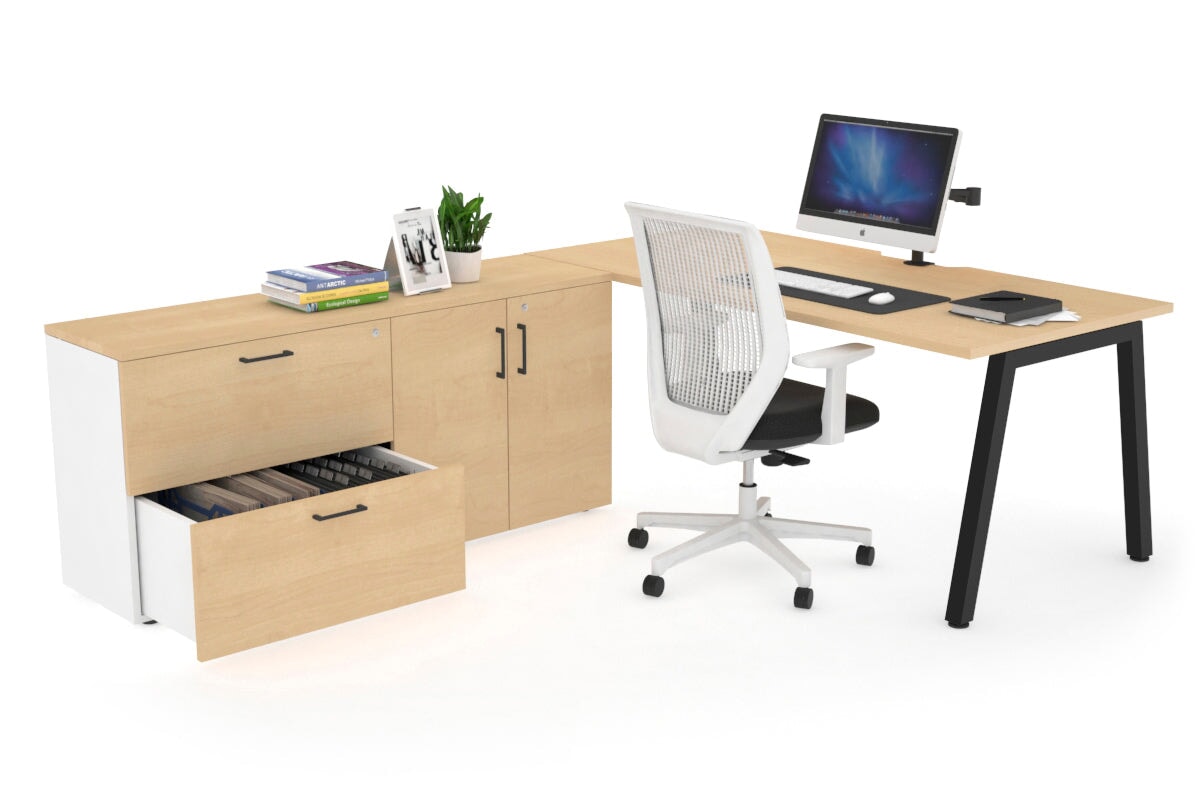 Quadro A Executive Office Chair - Black Frame with Cable Scallop [1600L x 800W] - Ergonomic Desk Chair for Home Office & Conference Room
