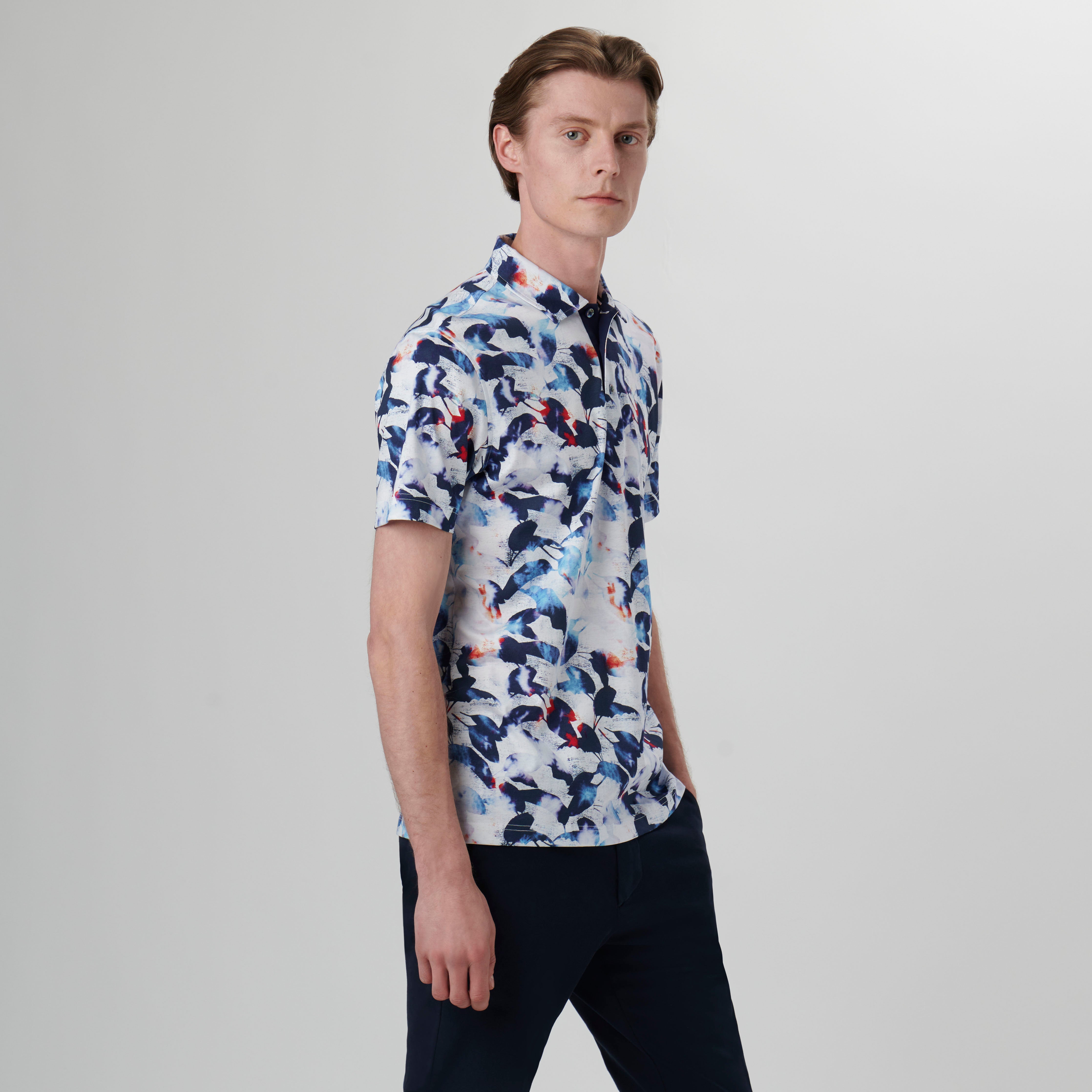 Hendrix Abstract Print Polo Shirt for Men - Stylish Casual Short Sleeve Button Down Shirt - Perfect for Office, Party & Summer Outfits