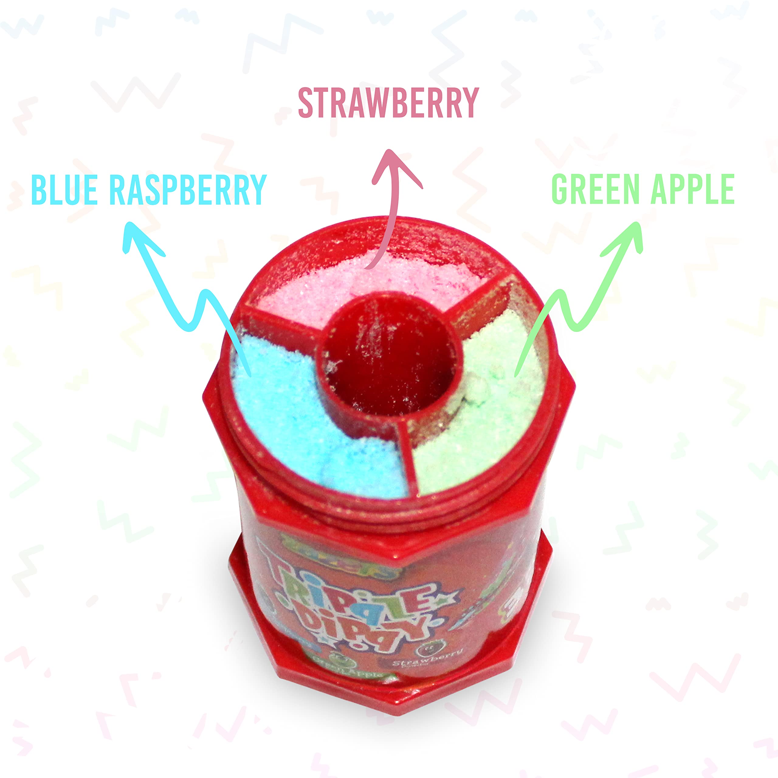 Zazers Triple Dippy Candy - 12 Pack Strawberry Lollipop with 3 Sour Powder Dips | Kosher Certified (14.76oz) | Perfect for Parties, Halloween Treats & Sweet Snacks