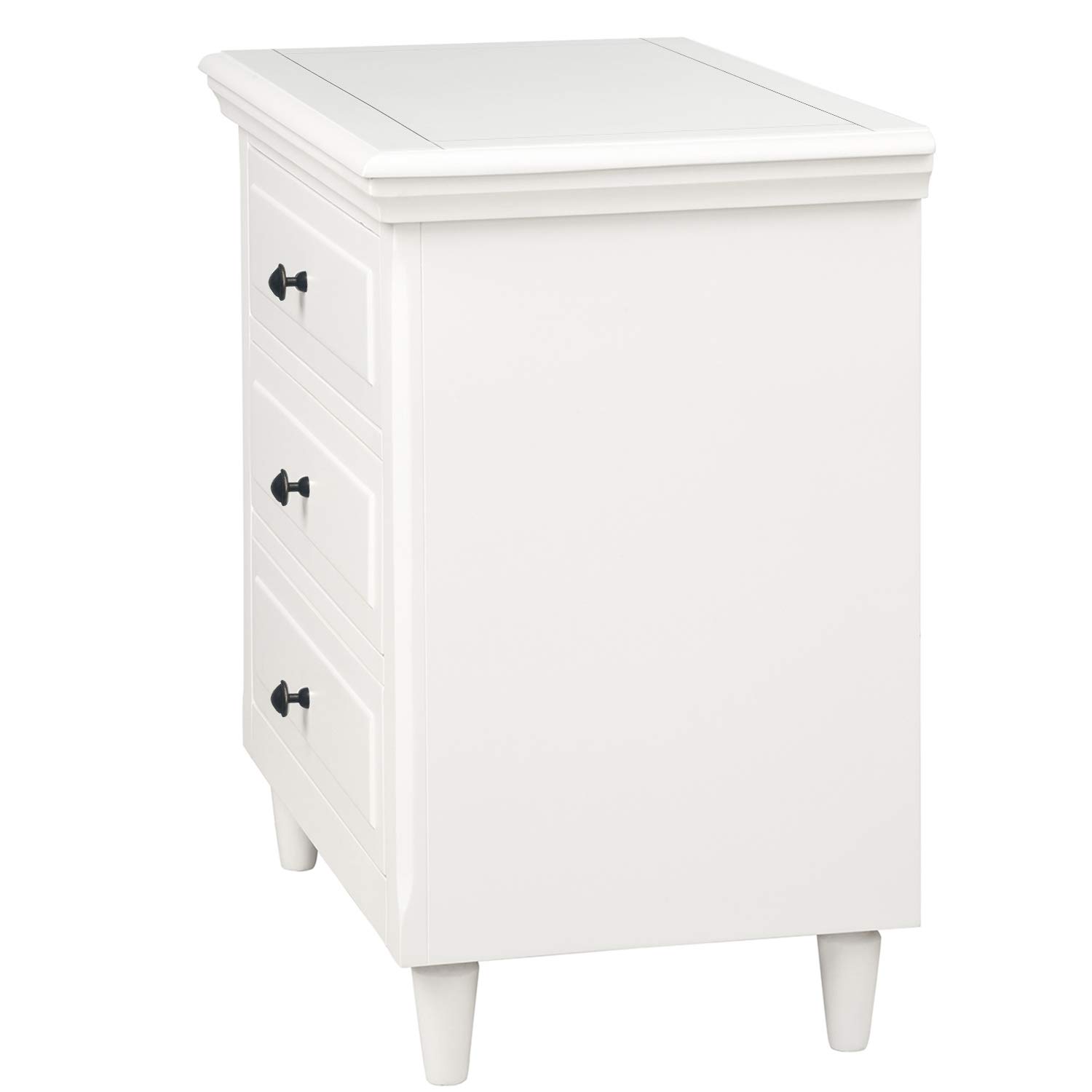 Knocbel Modern 3-Drawer Nightstand - Solid Wood Bedside Table, End Table for Living Room & Bedroom - Fully Assembled, 28.1