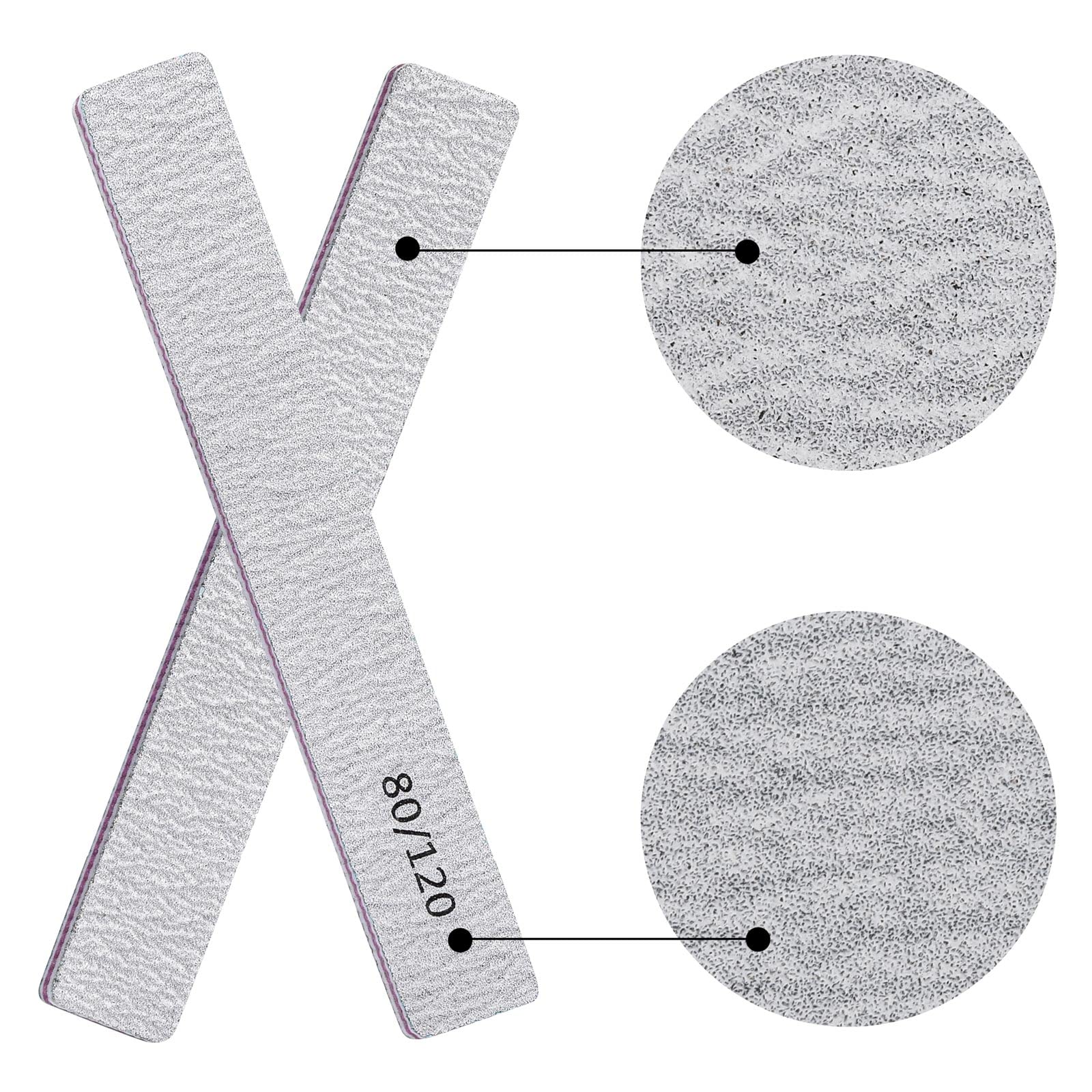50 Pcs Professional Nail Files for Acrylic Nails - 80/120 Grit Double Sided Emery Boards for Manicure & Pedicure - Perfect for Nail Salons, Home Use & Travel Nail Care Kit