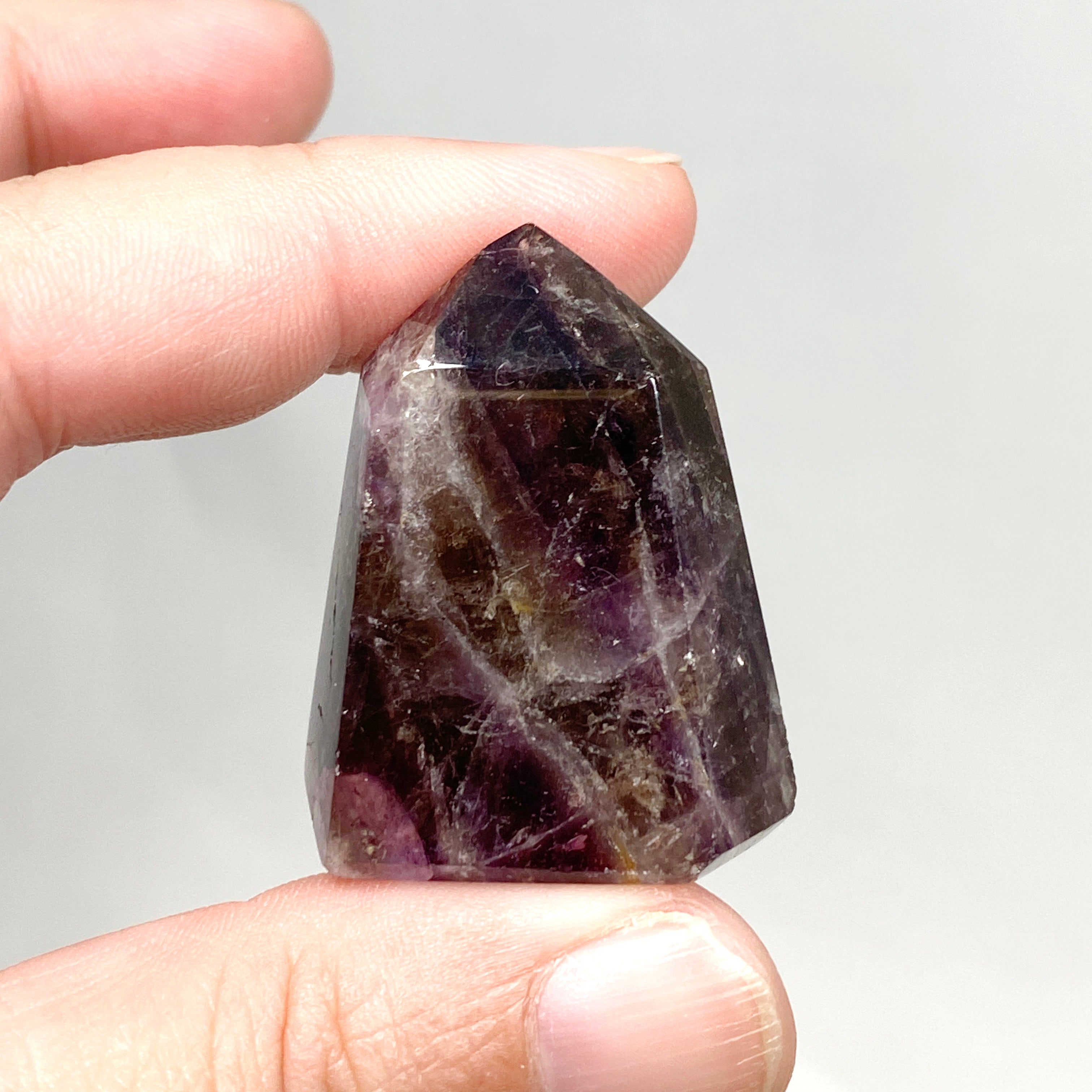 Natural Smokey Amethyst & Clear Quartz Crystal Point - Healing Stone for Meditation, Reiki, Chakra Balancing & Home Decor (CR3457)