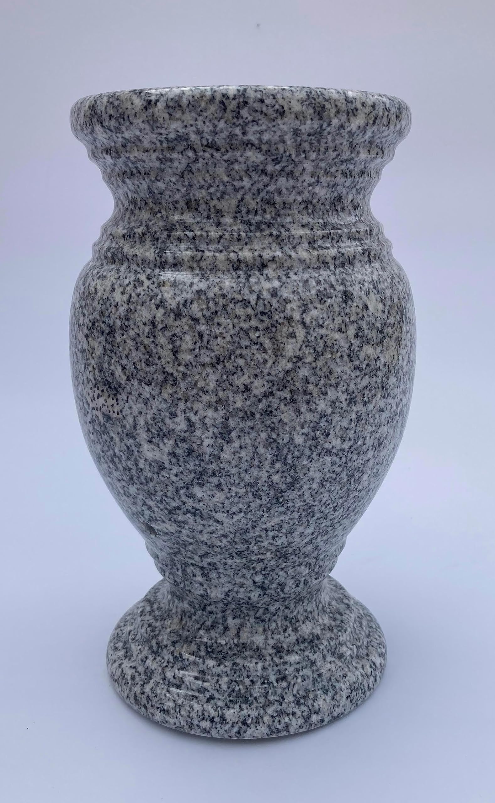 Polished Gray Turned Granite Vase - 5.5