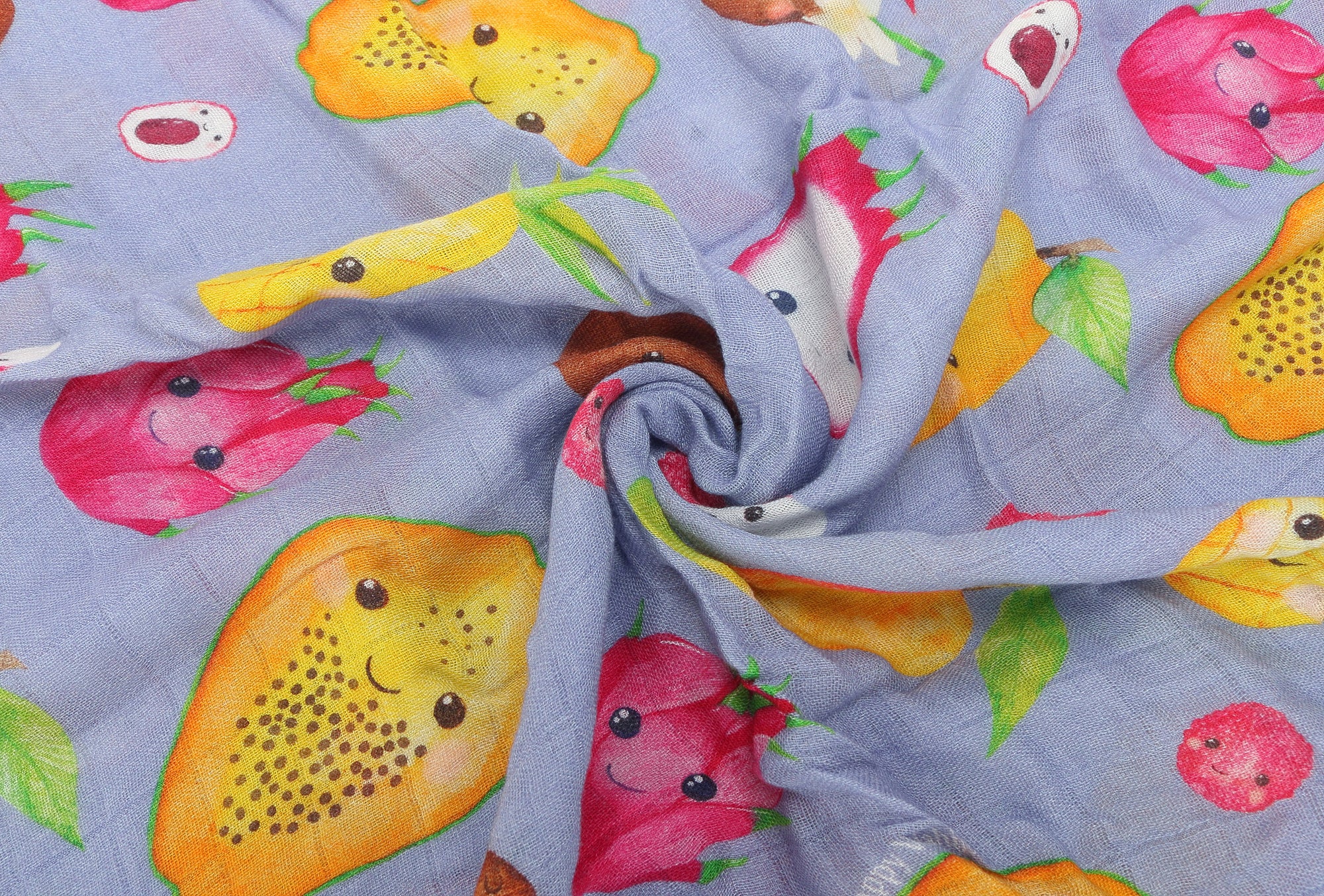 Hawaiian Fruit Print Baby Muslin Swaddle Blanket - Soft Lavender Swaddling Wrap for Newborns & Infants - Perfect for Nursery, Sleep, and Travel