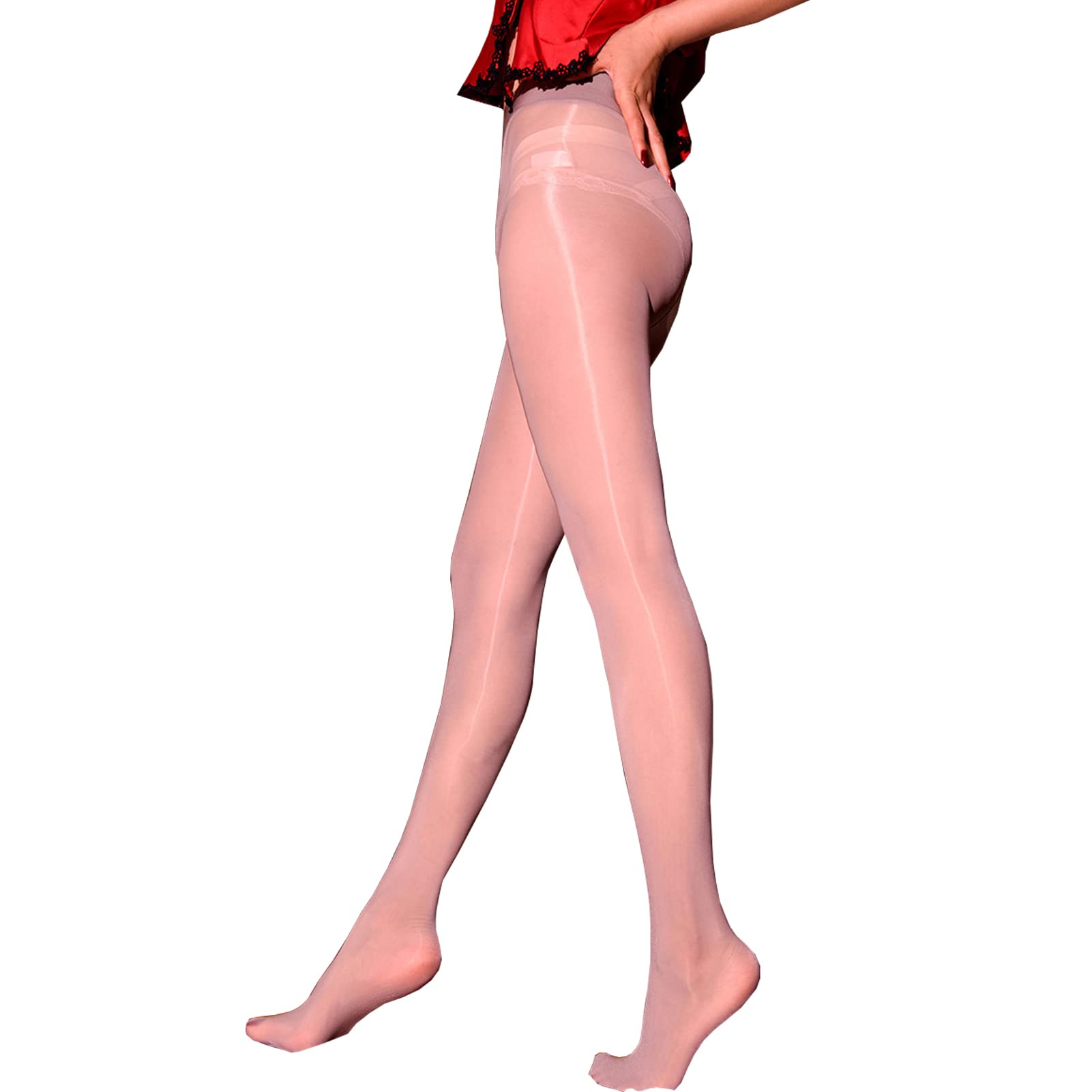 LESOYA Women's 8D Sheer Nylon Pantyhose - Shiny Glossy Tights with Zipper Crotch - Sexy Stockings for Party, Date Night & Special Occasions