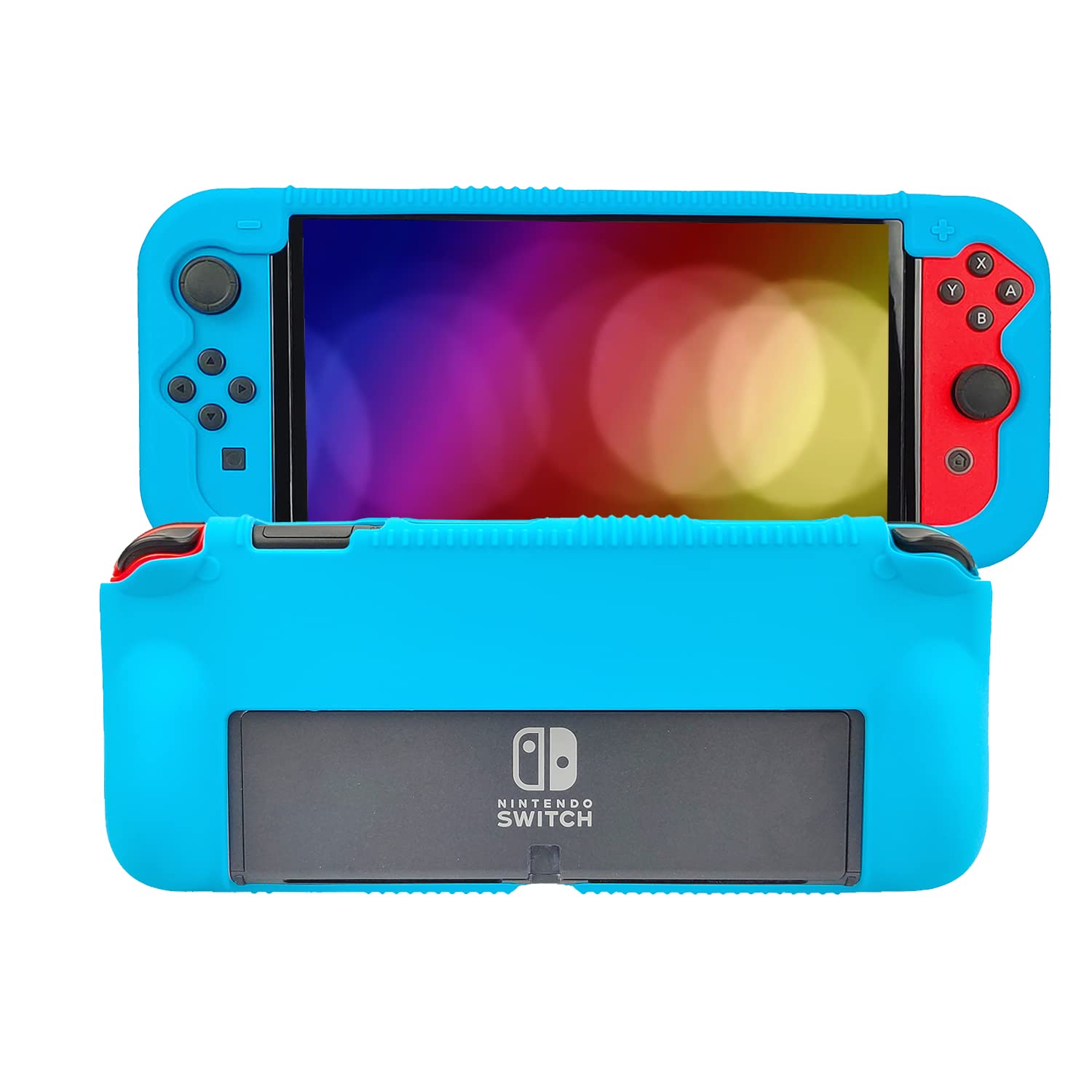 Premium Shock-Absorbent Silicone Case for Nintendo Switch OLED (2021 7-Inch Model) - Anti-Scratch Protective Cover with Ergonomic Grip - Compatible with Switch OLED Console (Blue) - Perfect for Gaming, Travel & Daily Protection