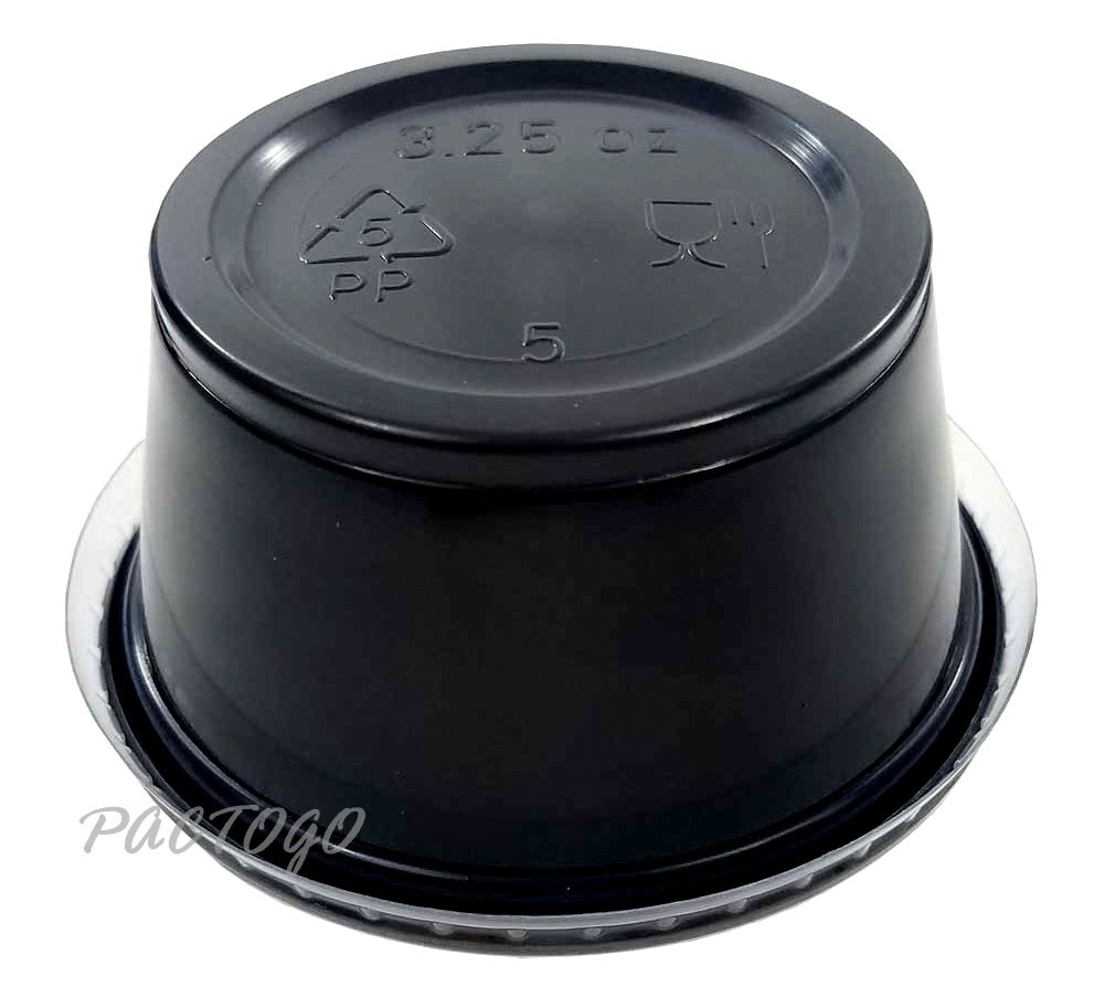1250-Pack Empress 3.25 oz Black Disposable Plastic Souffle Cups with Lids - Perfect for Catering, Restaurants, and Food Storage