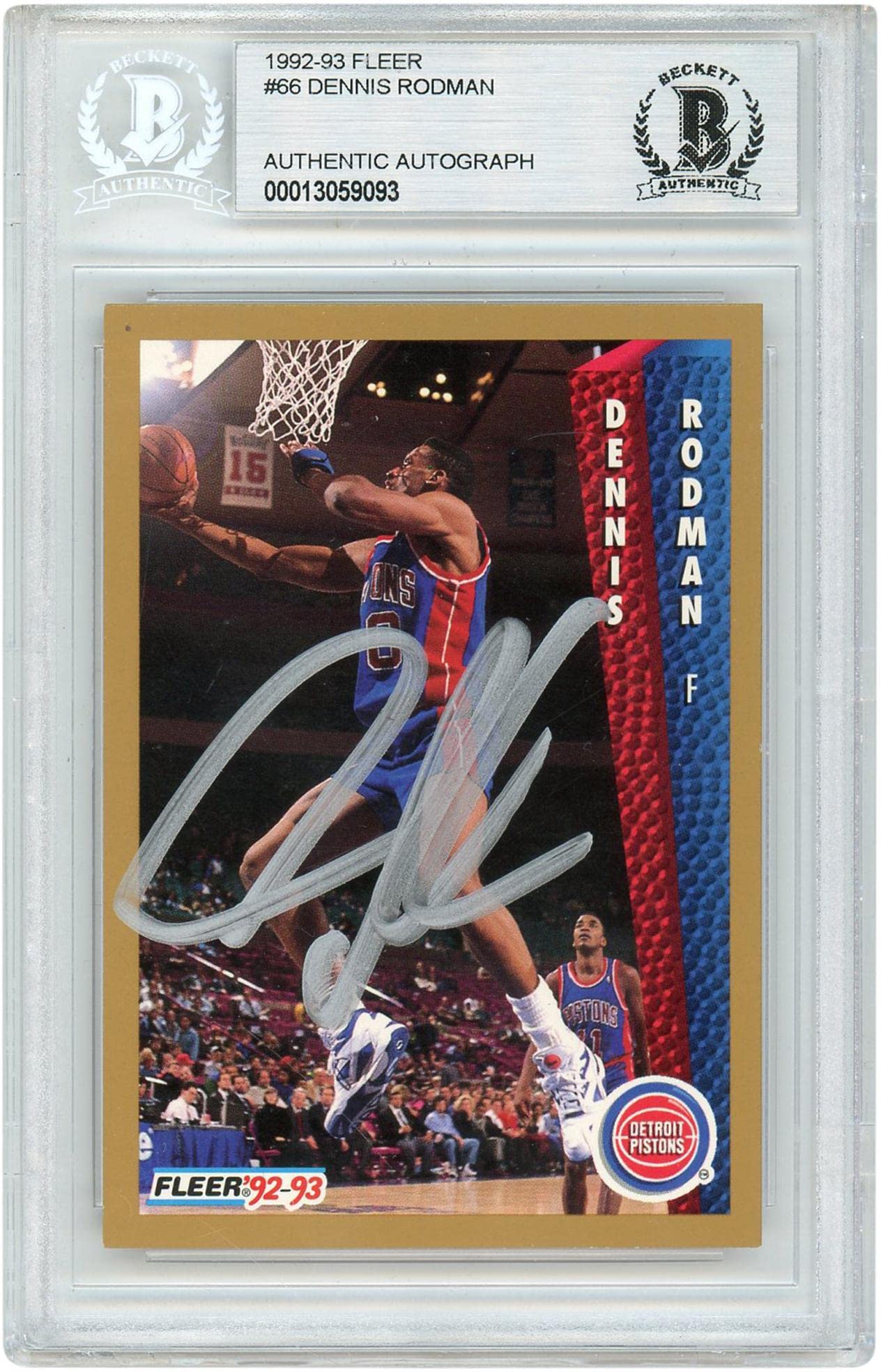 Dennis Rodman Detroit Pistons Autographed 1992-93 Fleer Trading Card - Rare NBA Basketball Collectible - Perfect for Sports Memorabilia Fans & Card Collectors