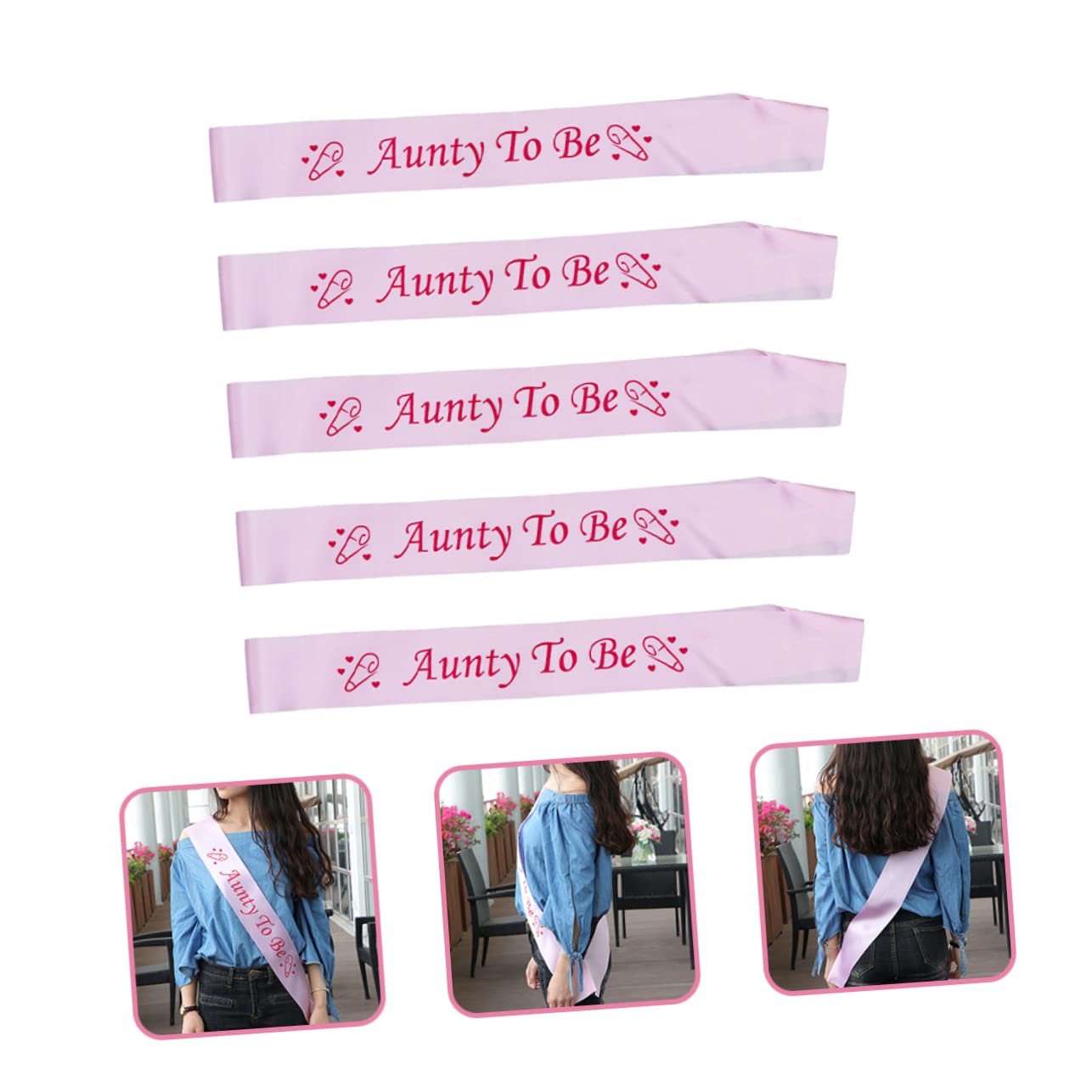 GLSTOY Baby Shower Party Sash Set - 5pcs Baby Birthday Etiquette Belts for Baby Shower Decorations - Perfect for Gender Reveals, First Birthday Parties & Newborn Celebrations