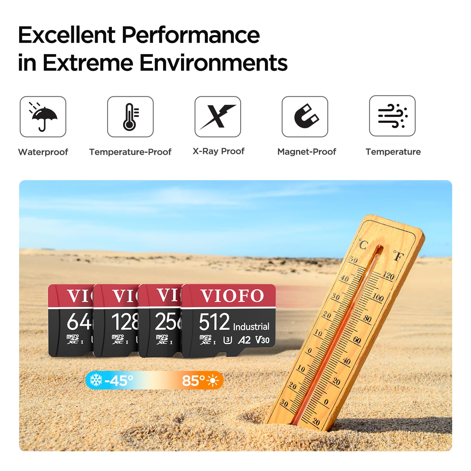 VIOFO 512GB Industrial Grade microSD Card - U3 A2 V30 High Speed Memory Card with Adapter - Supports 4K Ultra HD Video Recording - Perfect for Dash Cams, Security Cameras & Action Cameras
