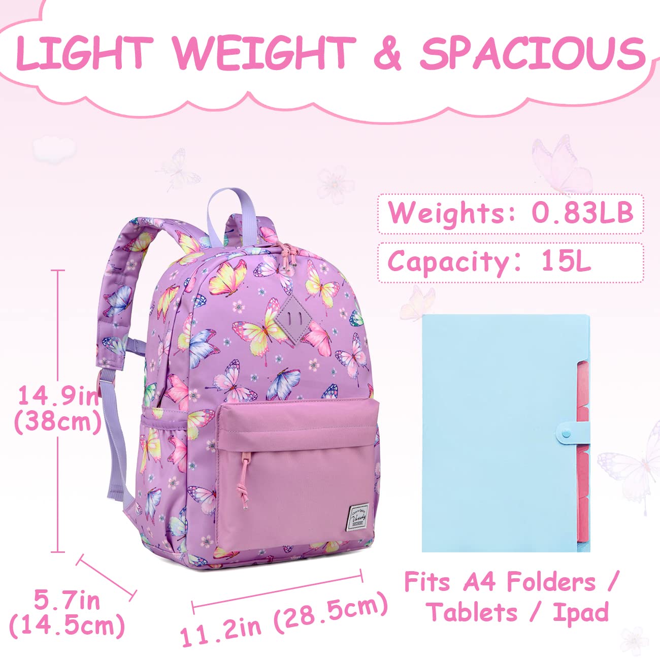 VASCHY Cute Lightweight Kids Backpack for Toddlers Boys Girls - Durable Preschool Backpack for School, Travel & Daycare | Waterproof & Ergonomic Design