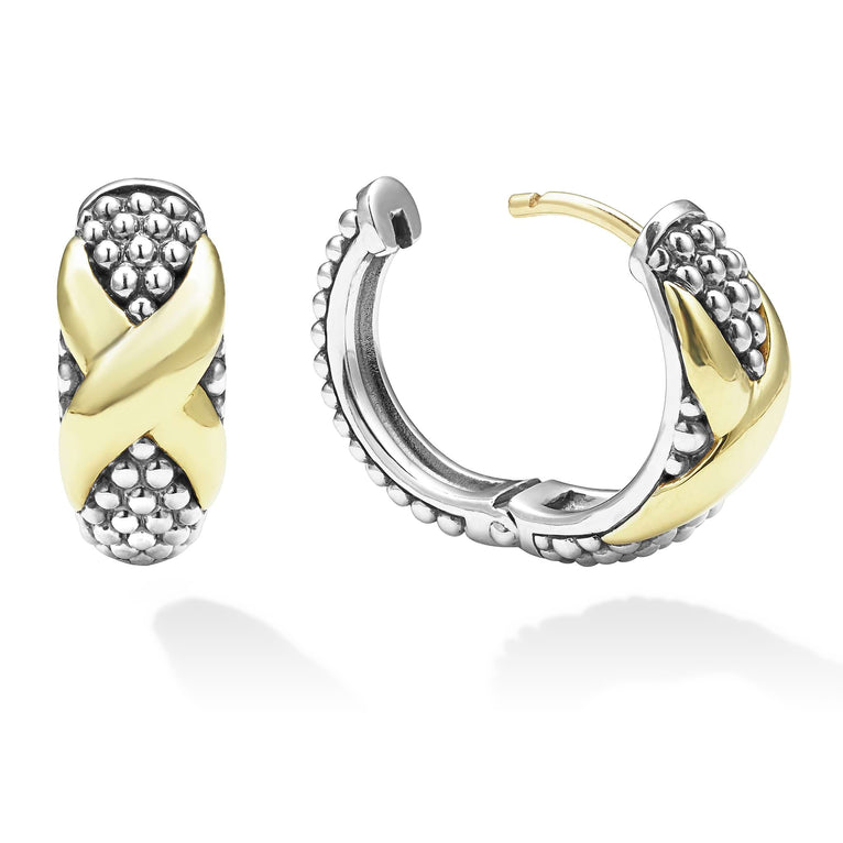Two Tone X Huggie Earrings - Gold & Silver Hoop Earrings for Women, Minimalist Everyday Jewelry - Perfect for Work, Date Night & Casual Outings