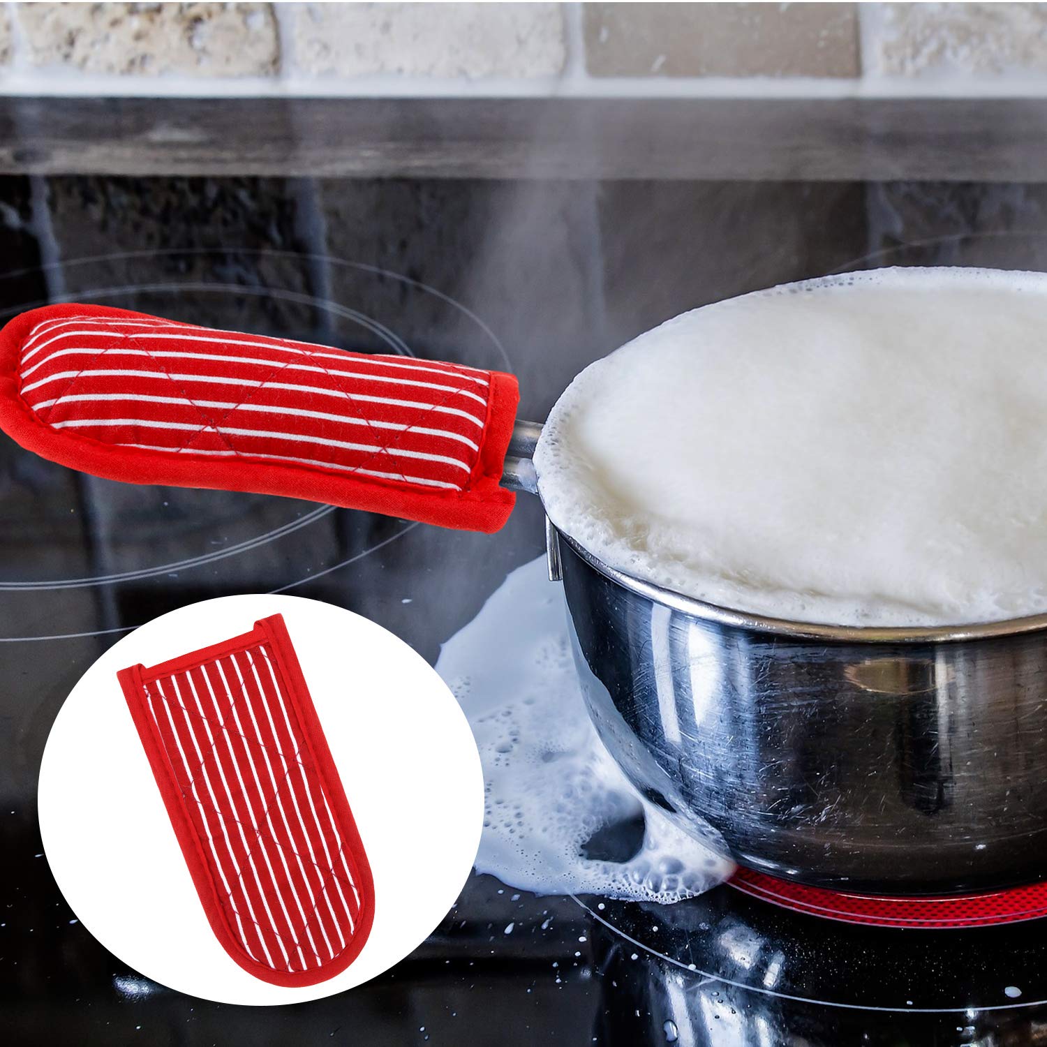 Heat Resistant Cotton Pot Handle Covers - 4 Pack Non-Slip Pan Grip Sleeves for Cast Iron Skillets | Washable Kitchen Accessories for Cooking, BBQ & Home Use | Perfect for Stovetop, Oven & Outdoor Grilling