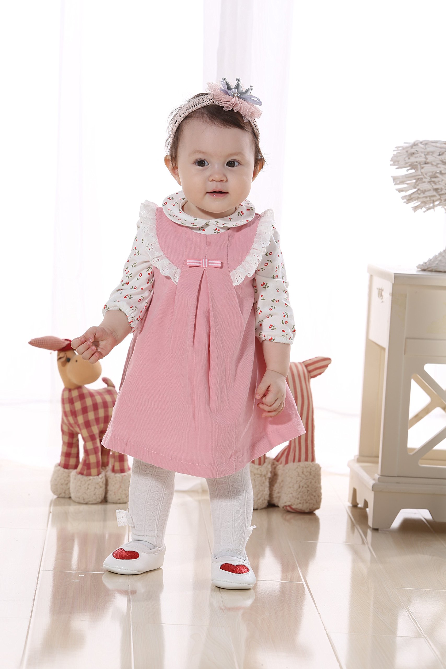 Newborn Baby Girls Outfit Set - Floral T-Shirt & Sleeveless Dress Combo | Infant Clothes 3M-18M | Perfect for Photoshoots, Parties & Special Occasions