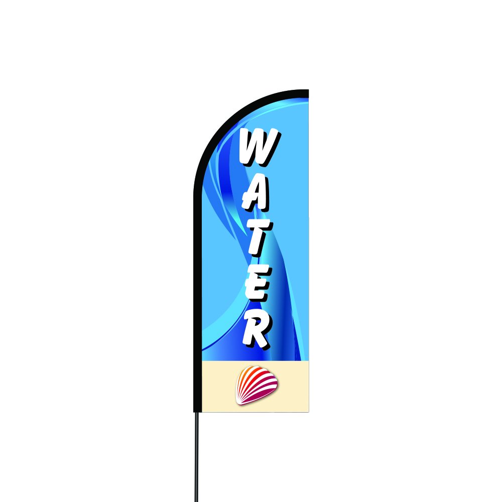 14' Water Feather Flag with Flex Banner & Carbon Composite Pole Kit - Durable Outdoor Advertising for Car Dealerships, Grand Openings, Sports Events (QS-IH25-O6Q7)