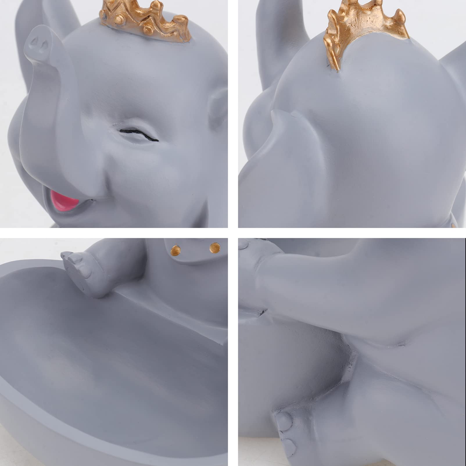 VICASKY Decorative Resin Elephant Candy Box - Key Tray, Jewelry Organizer, Home & Entryway Decor for Living Room, Bedroom, and Office Desktop