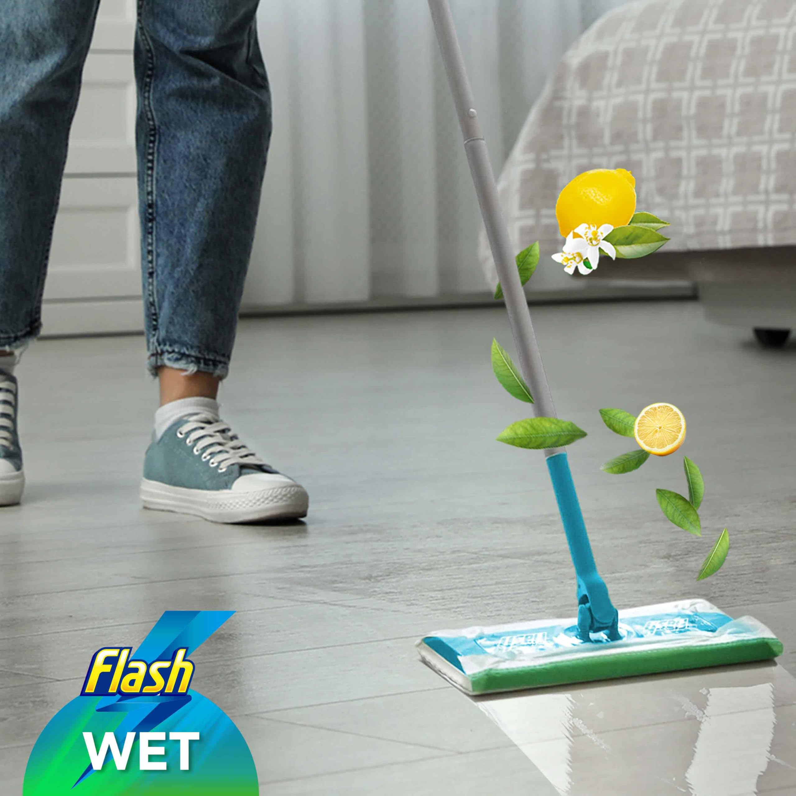 Flash Speedmop Wet Cloth Refills - 96 Pack (24 x 4) | Lemon Scented Antibacterial Floor Cleaning Wipes | Compatible with Flash Speed Mop | Ideal for Hardwood, Tile & Laminate Floors | Quick & Easy Household Cleaning Solution