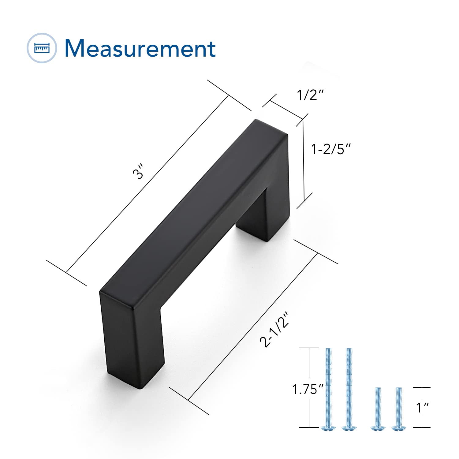 Ravinte 10 Pack 2-1/2 Inch Square Cabinet Pulls - Matte Black Kitchen Cabinet Handles & Drawer Pulls with Screwdriver Included | Durable Hardware for Kitchen, Bathroom, Office & Furniture Upgrade