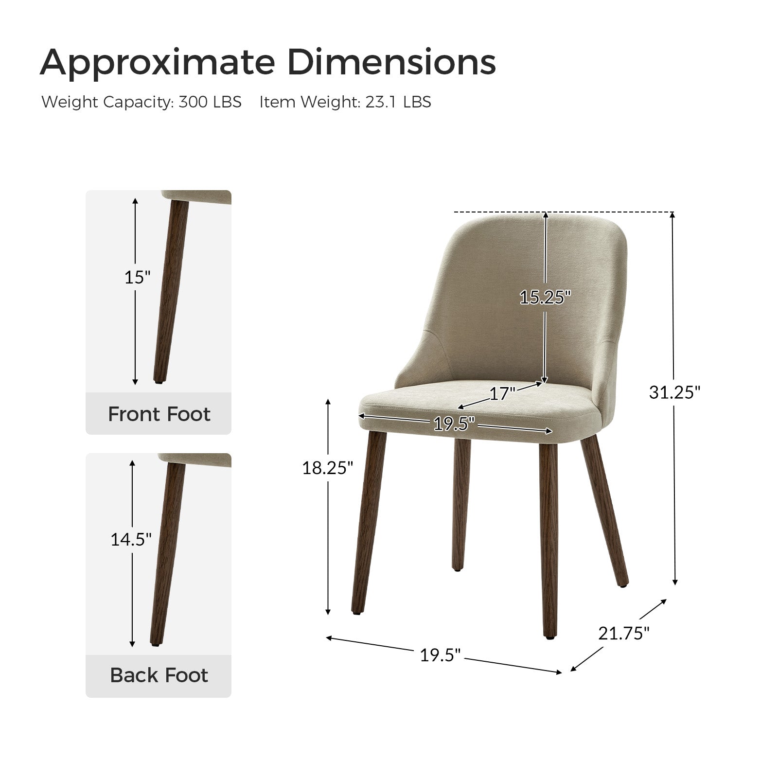 Andrea Modern Dining Chairs Set of 2 - Ergonomic Comfortable Kitchen Chairs for Home, Restaurant & Office - Versatile Design for Small Spaces & Contemporary Decor
