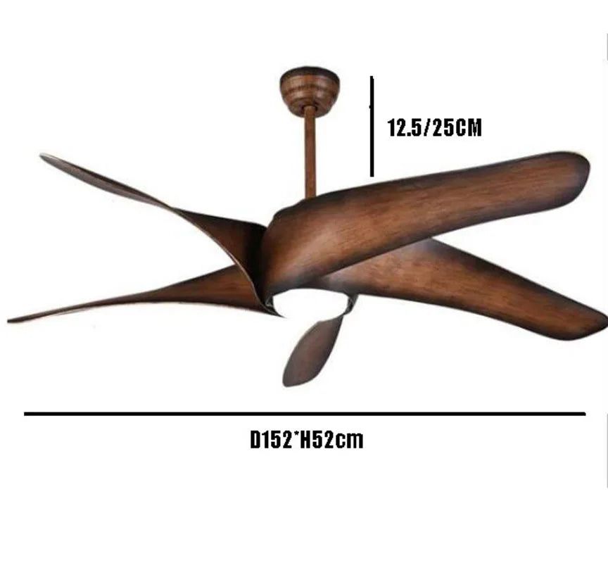 **60 Inch Vintage Brown Ceiling Fan - Energy Efficient with Remote Control - Perfect for Living Room, Bedroom, and Outdoor Patio**