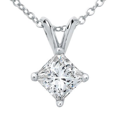 14K White Gold Princess Cut Diamond Solitaire Pendant Necklace (0.08 CTW) - Premium Quality Jewelry for Women, Perfect Gift for Anniversary, Birthday & Special Occasions
