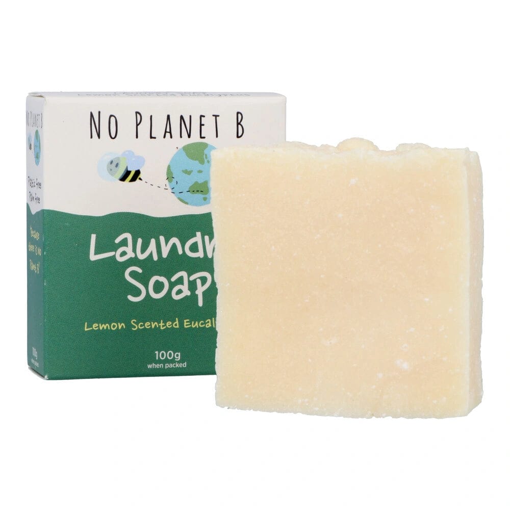 No Planet B Eco-Friendly Laundry Soap Bar - 100g Lemon Eucalyptus Scent | Plastic-Free, Vegan & Biodegradable | Perfect for Travel, Camping & Sustainable Living