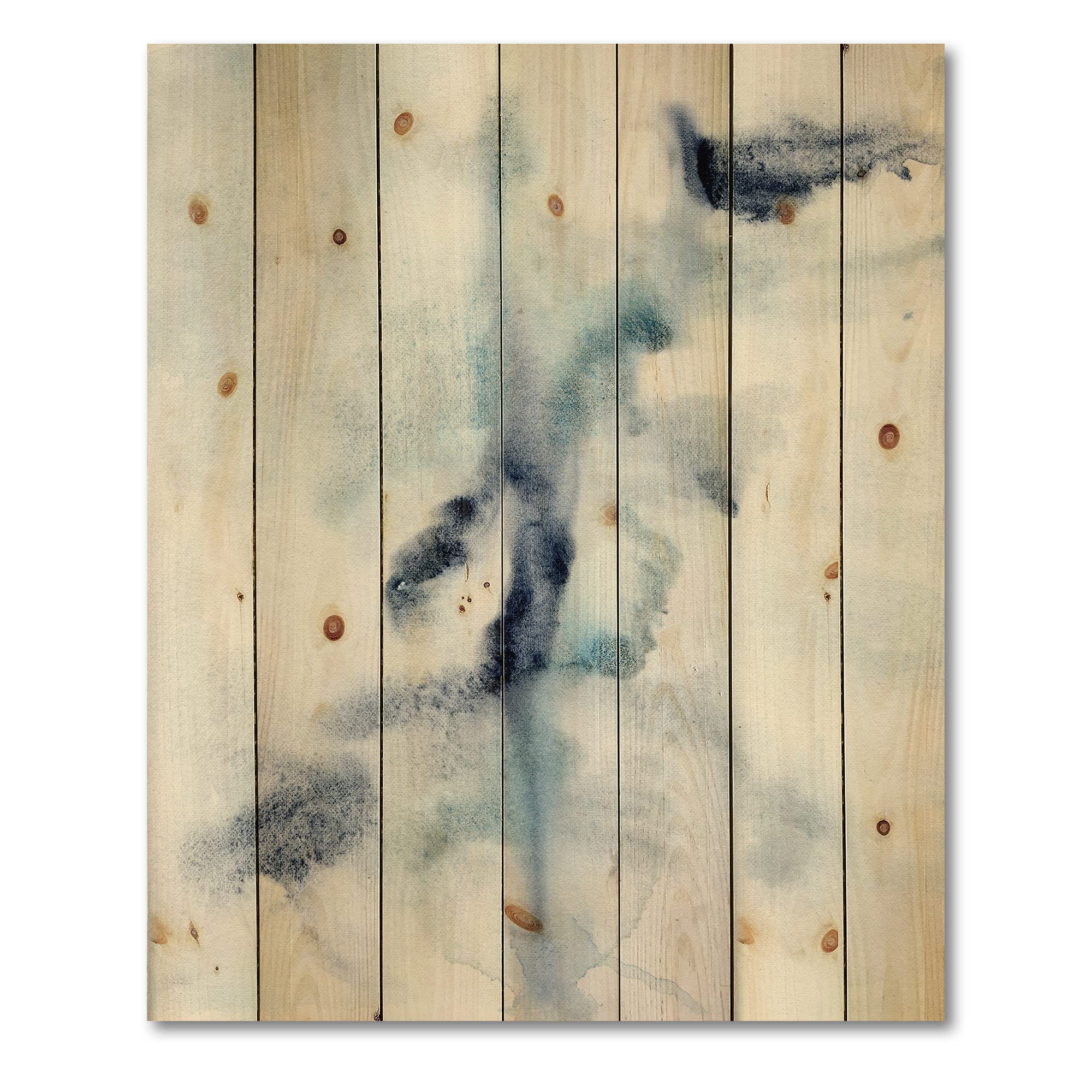 Abstract Dark Blue Clouds Wood Wall Art - Modern & Contemporary Pine Wood Decor, Large Printed Wall Panels for Living Room, Bedroom & Office Decor