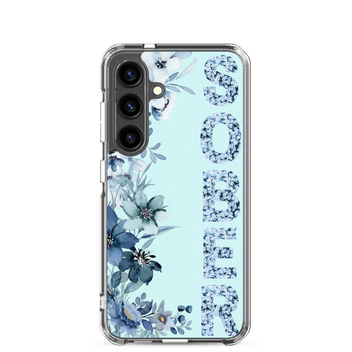 SOBER Blue Chinoiserie Samsung Phone Case - Clear Floral Design Protective Cover for Samsung Galaxy | Perfect for Everyday Use, Office & Travel