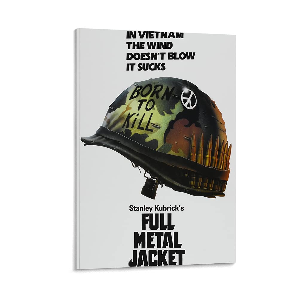 Vintage Full Metal Jacket Movie Poster - 12x18 Inch (30x45cm) Canvas Wall Art for Living Room & Bedroom Decor - Classic Film Aesthetic Painting for Home Theater & Man Cave