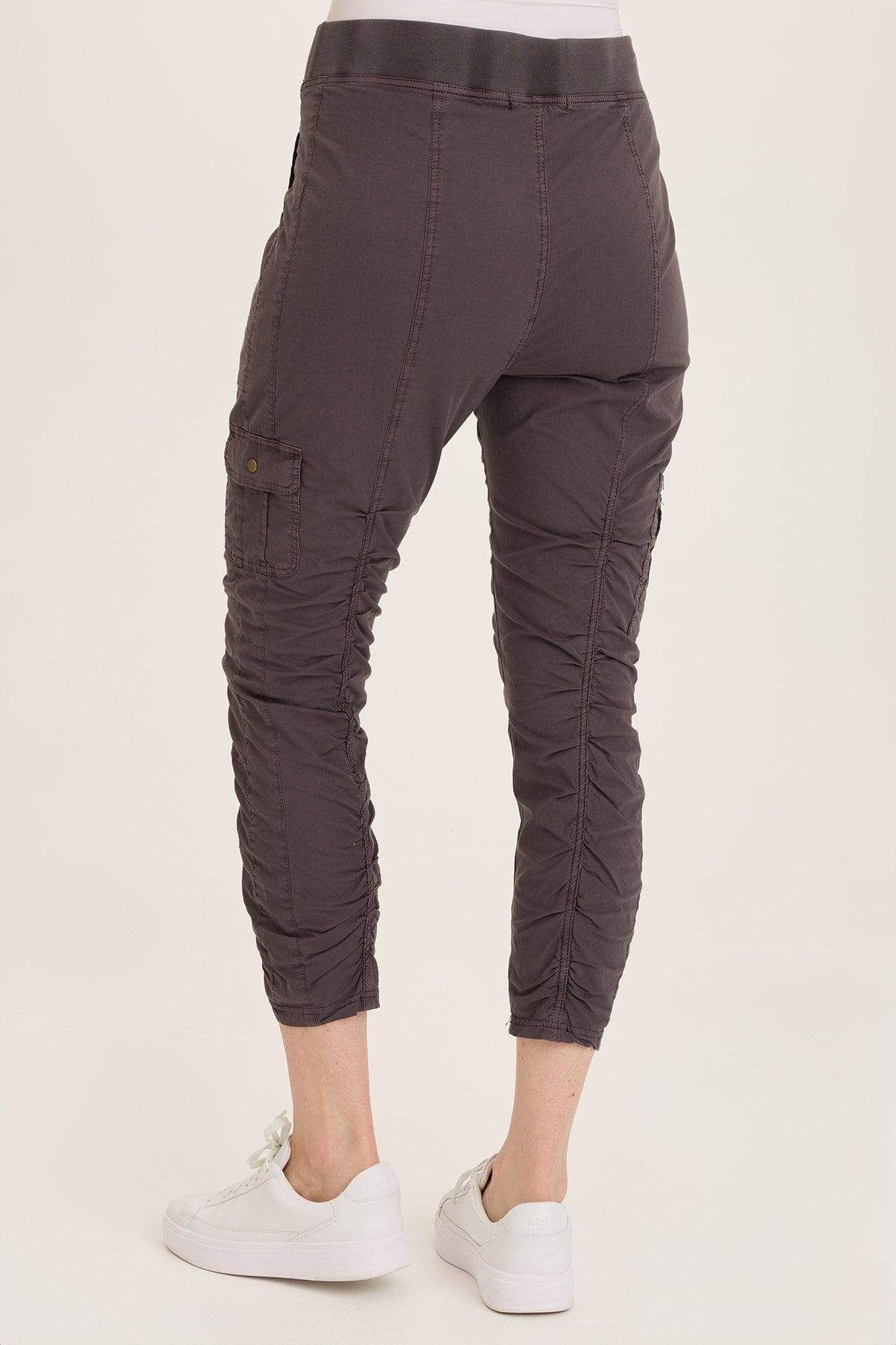 Tilton Stretch Poplin Ruched Skinny Pants for Women - High Waisted Slim Fit Trousers with Elastic Waistband | Perfect for Office, Business Casual & Everyday Wear