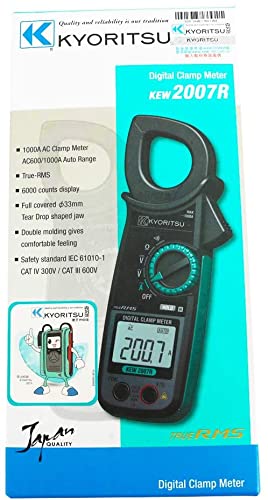 KYORITSU 2007R Digital AC Clamp Meter - True RMS Clamp Tester with Safety Jaw for Accurate Electrical Measurements | Ideal for Electricians, HVAC Technicians & Industrial Maintenance