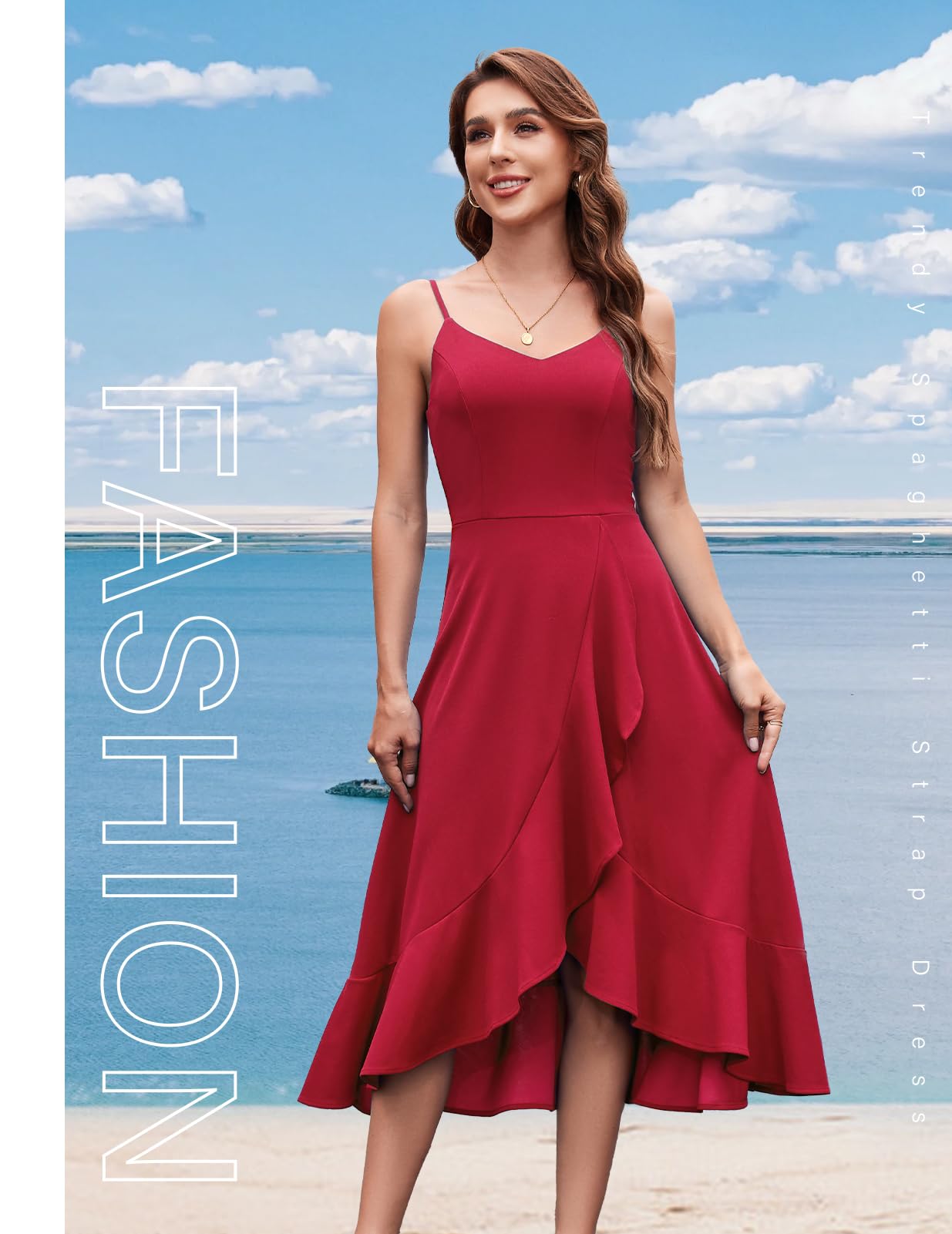 DRESSTELLS Women's Cocktail Party Dress | Formal Wedding Guest High-Low Dress | Fit & Flare Holiday Prom Gown | Perfect for Evening Events, Bridal Showers & Special Occasions