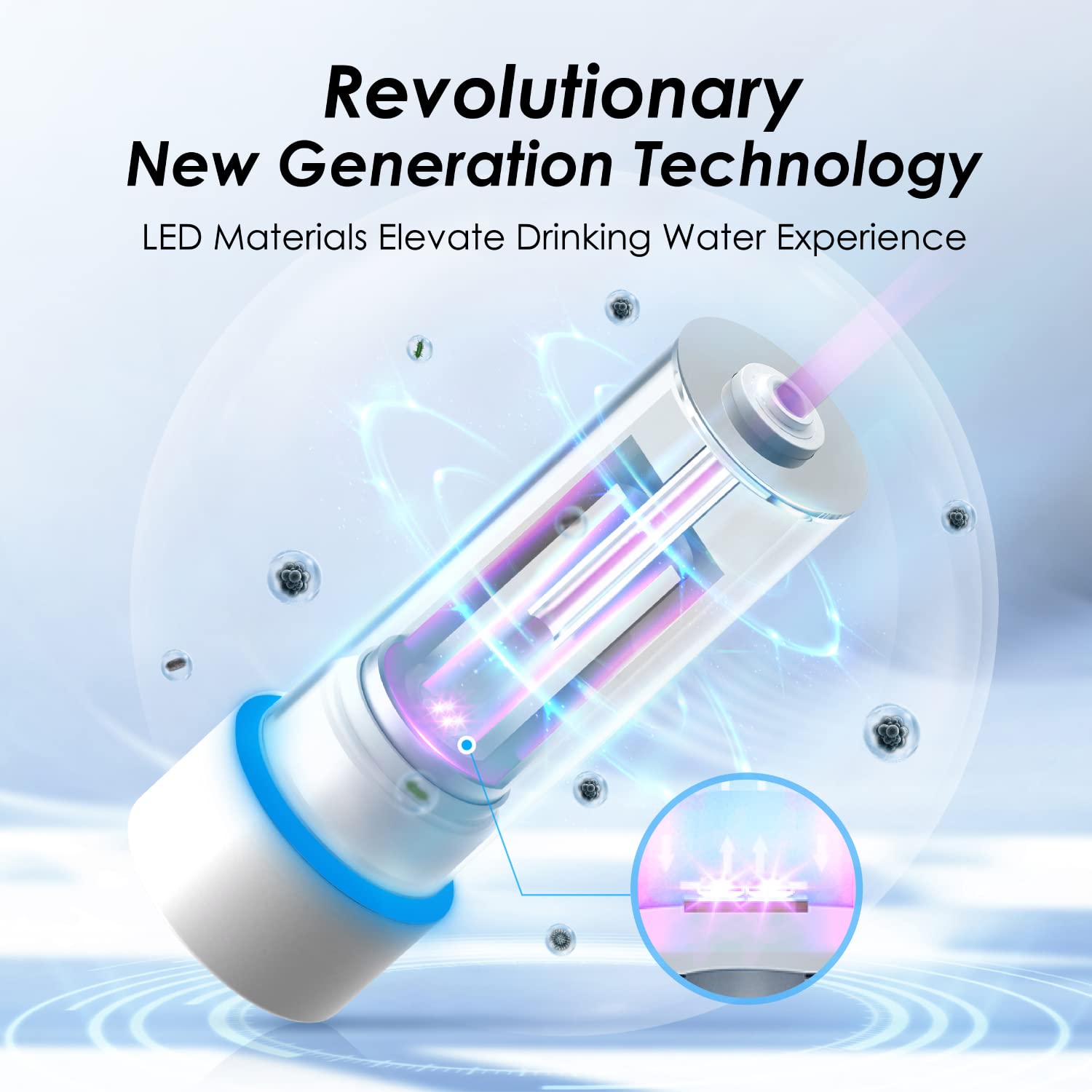 Waterdrop LED UV Ultraviolet Water Purifier for Under Sink & Reverse Osmosis Systems - 99.9% Bacteria Reduction, Mercury-Free, FCC Certified, Stainless Steel Filter with 50-Year Lifespan | Perfect for Home, Office, and RV Water Filtration
